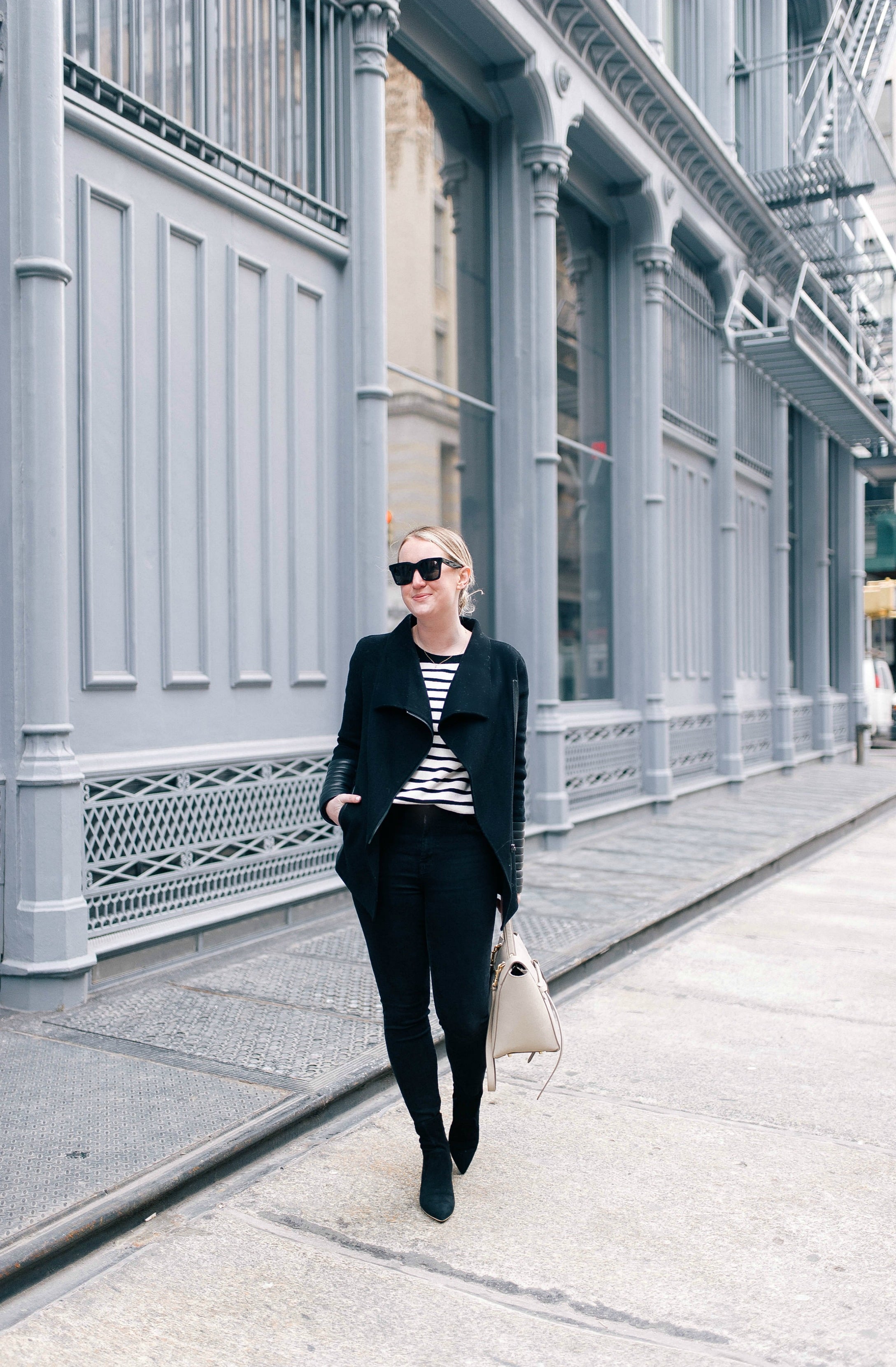 Meghan Donovan of wit & whimsy in a Mackage Coat and Loeffler Randall Boots