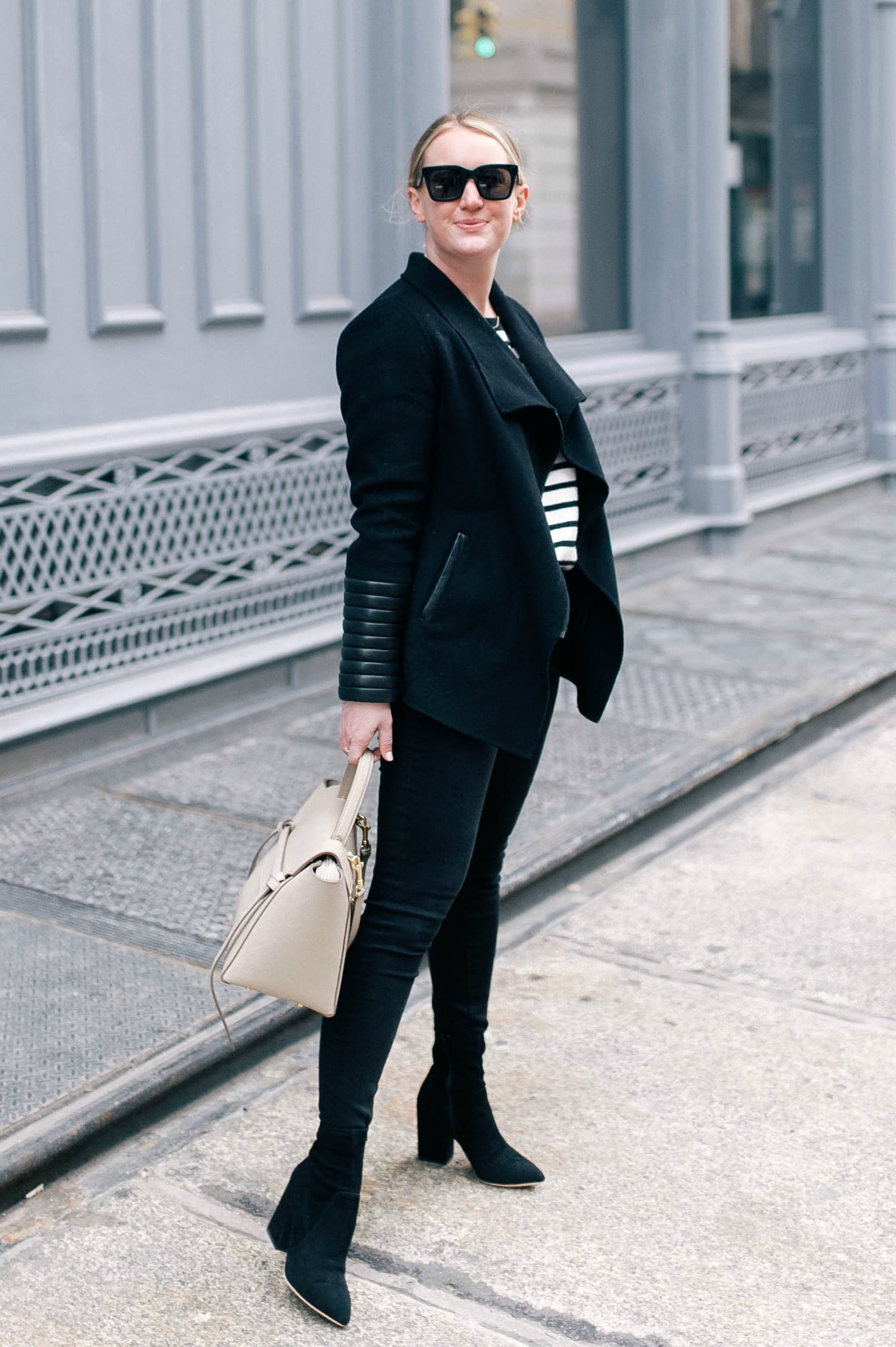 Meghan Donovan of wit & whimsy in a Mackage Coat and Loeffler Randall Boots