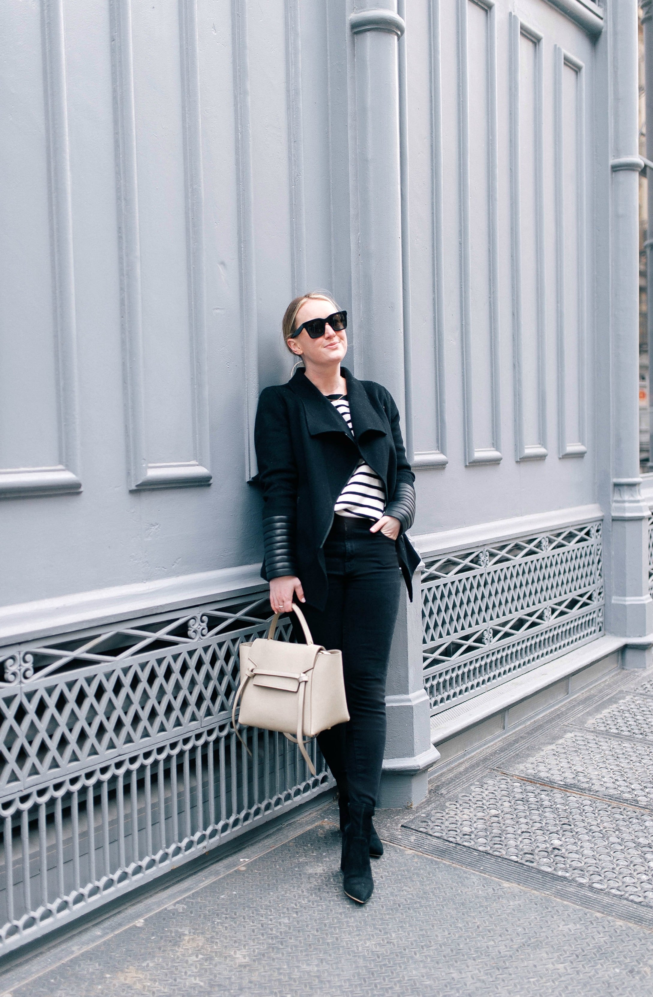 Meghan Donovan of wit & whimsy in a Mackage Coat and Loeffler Randall Boots