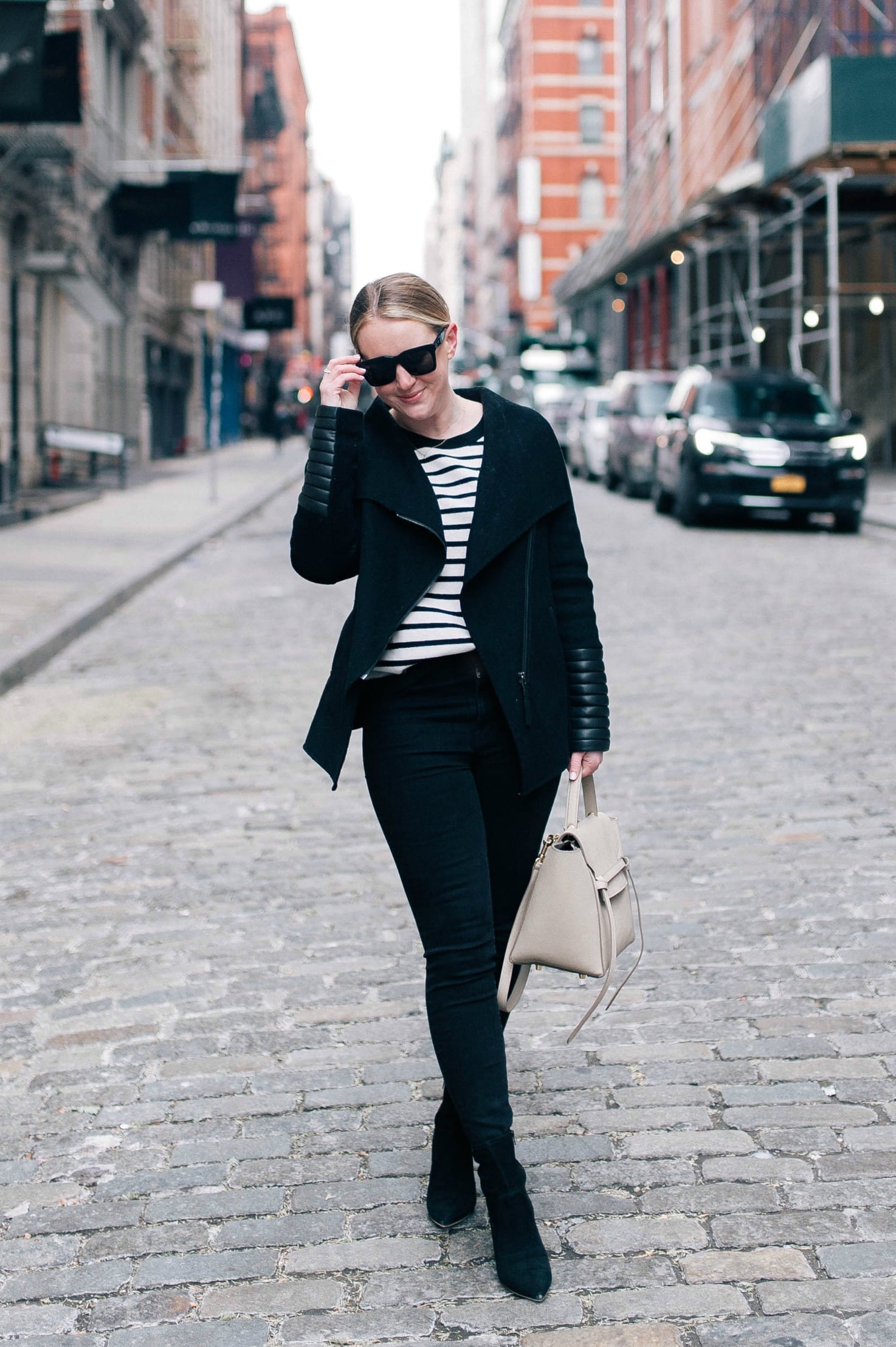 Meghan Donovan of wit & whimsy in a Mackage Coat and Loeffler Randall Boots
