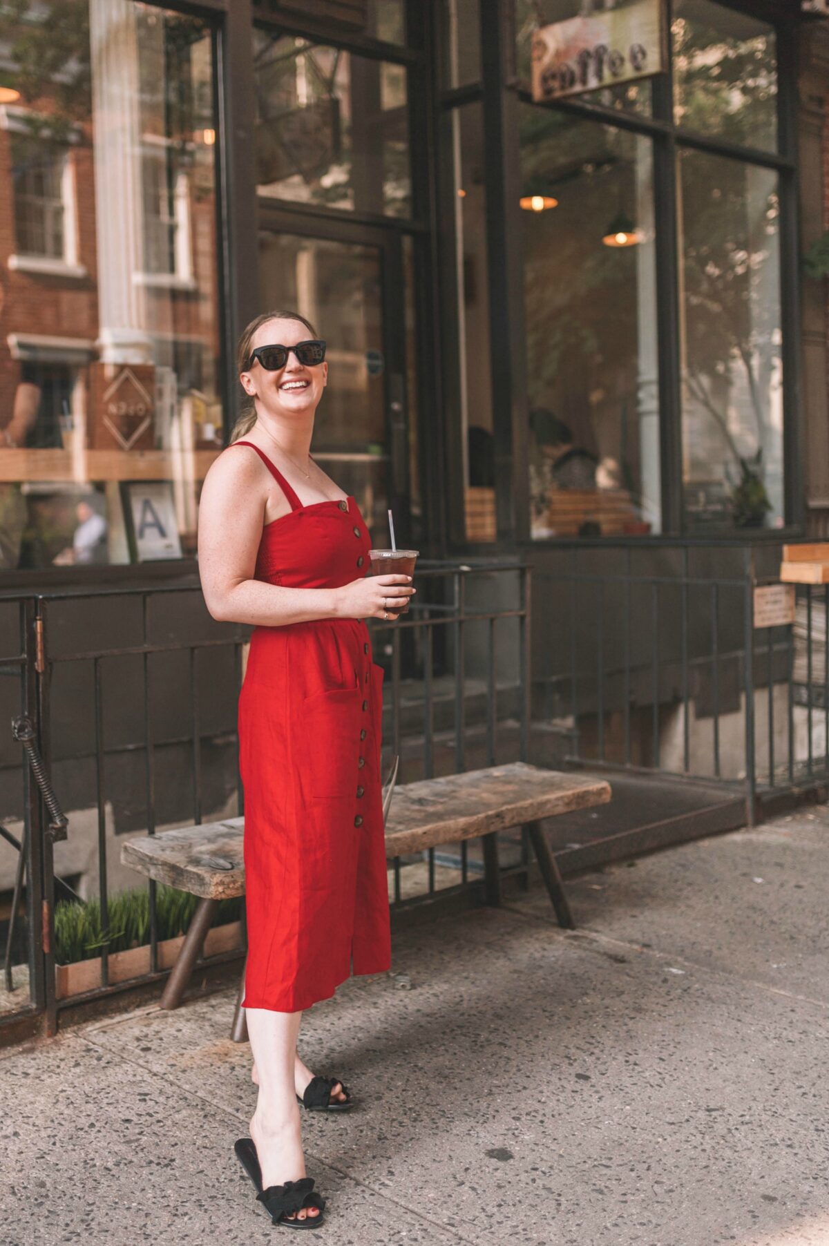 Linen Midi Dress on Meghan Donovan of wit & whimsy