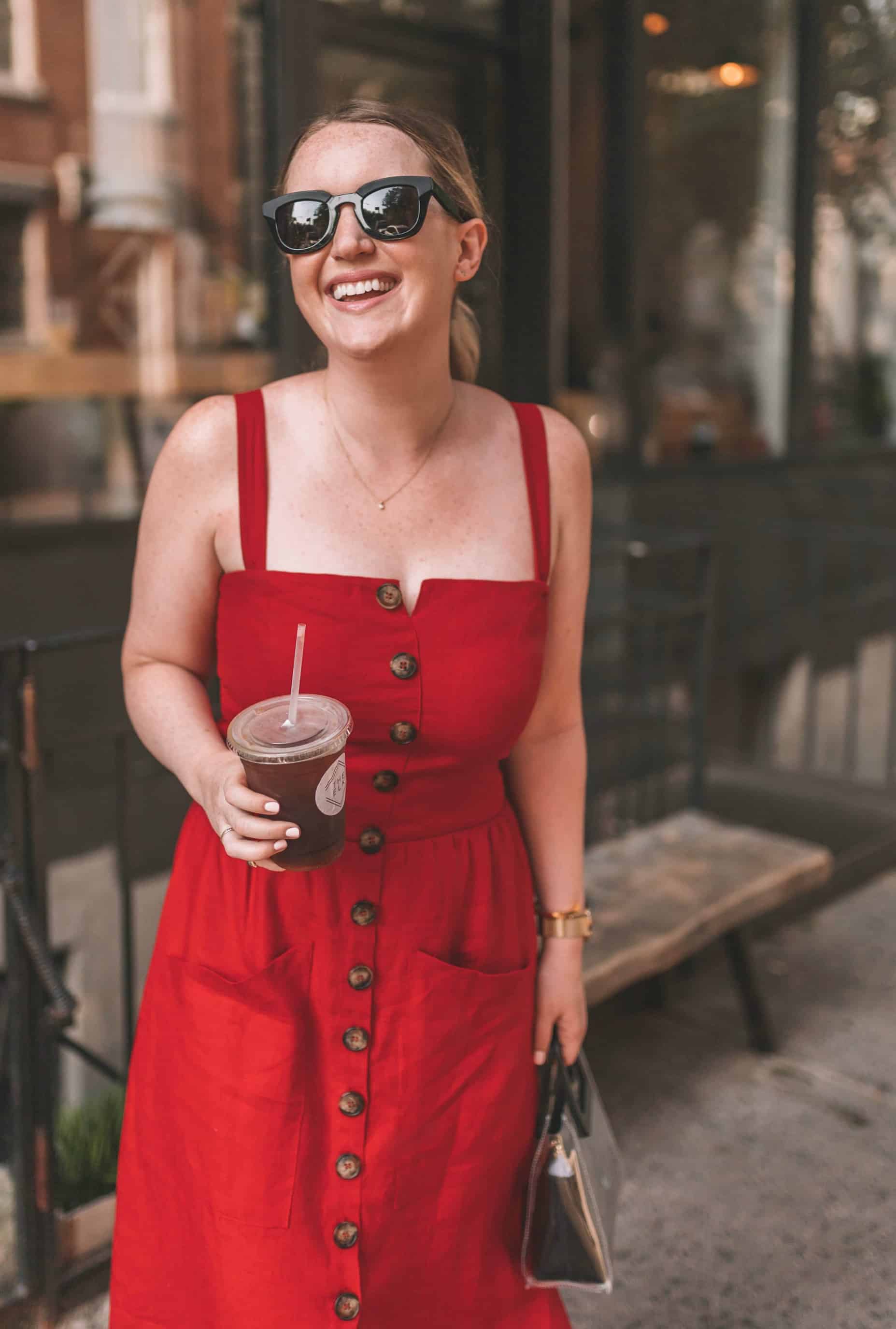Linen Midi Dress on Meghan Donovan of wit & whimsy