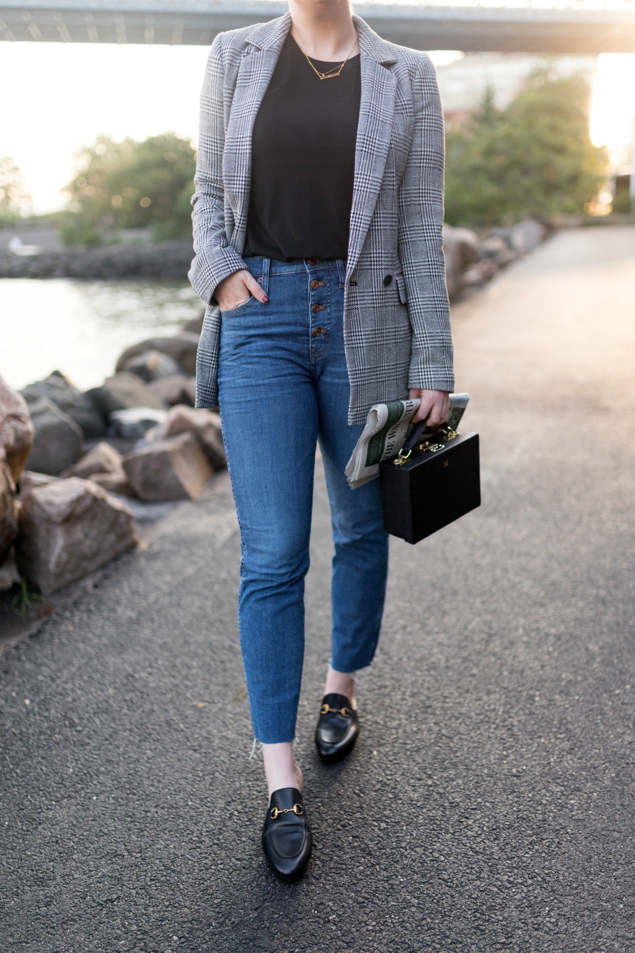 Plaid Blazer + Loafers I French Style Fall Outfits