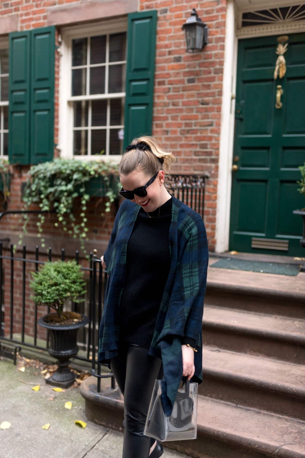 Plaid Wrap and Faux Leather Leggings I wit & whimsy