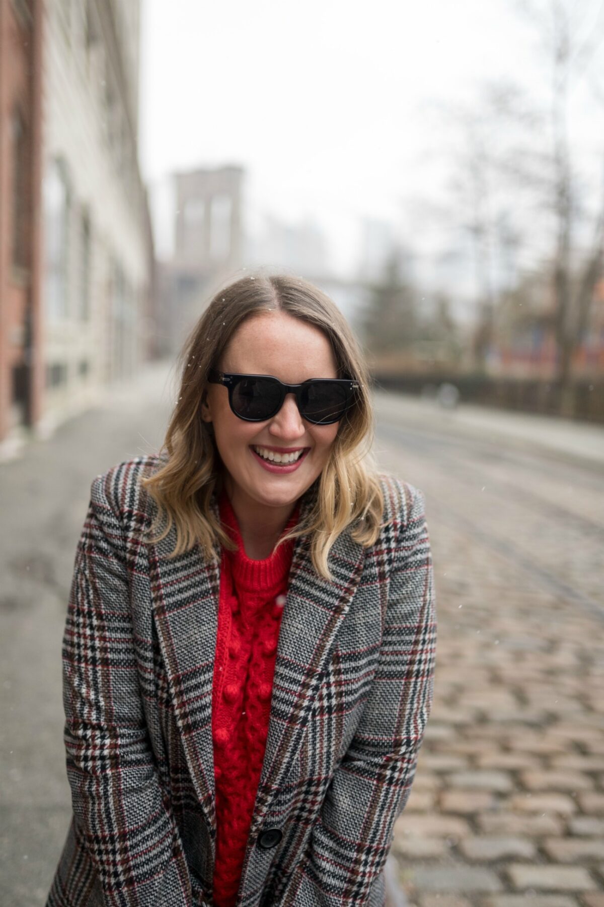 Popcorn Sweater + Plaid Coat