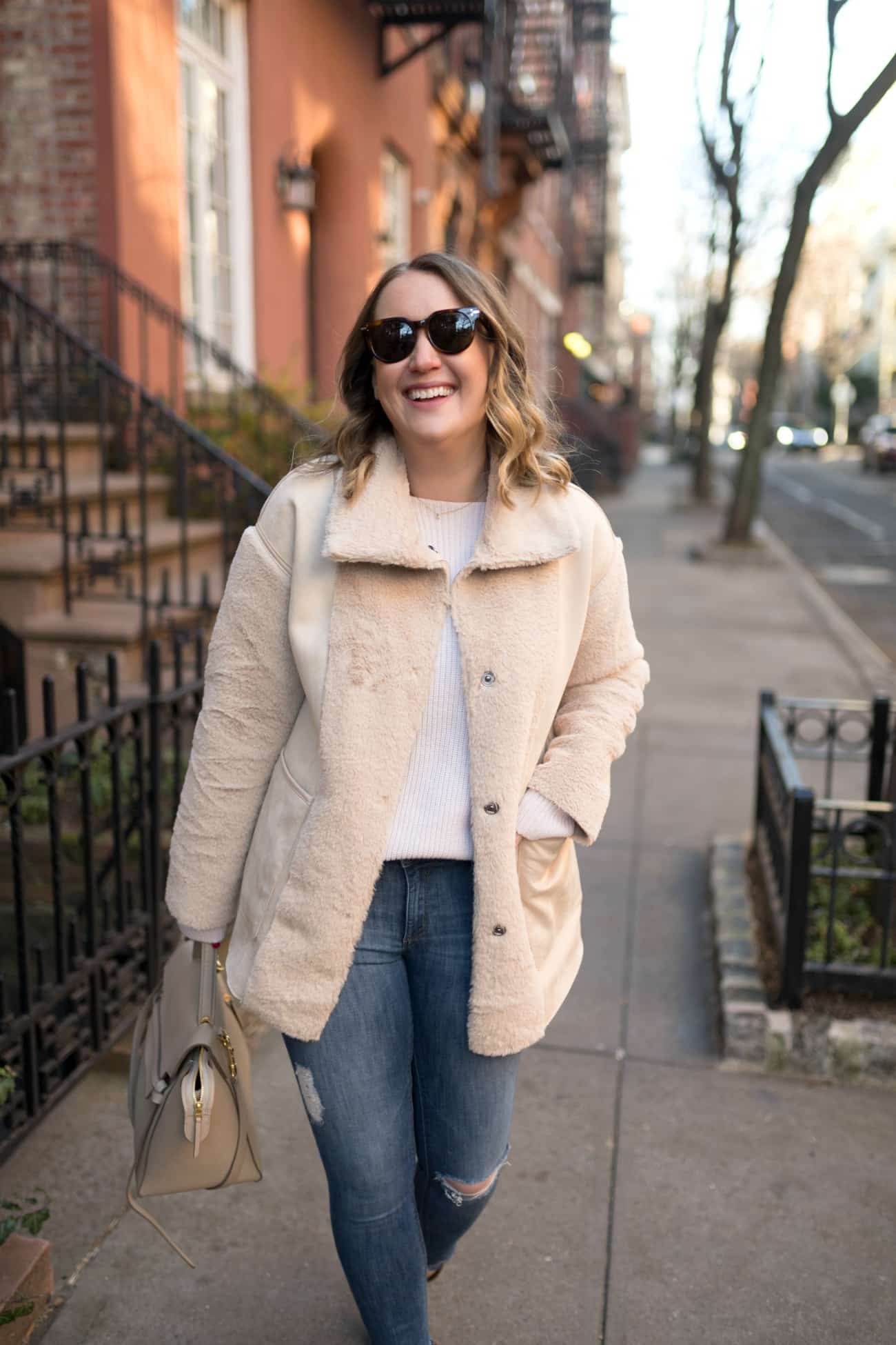 Faux Shearling Jacket + Jeans I wit & whimsy