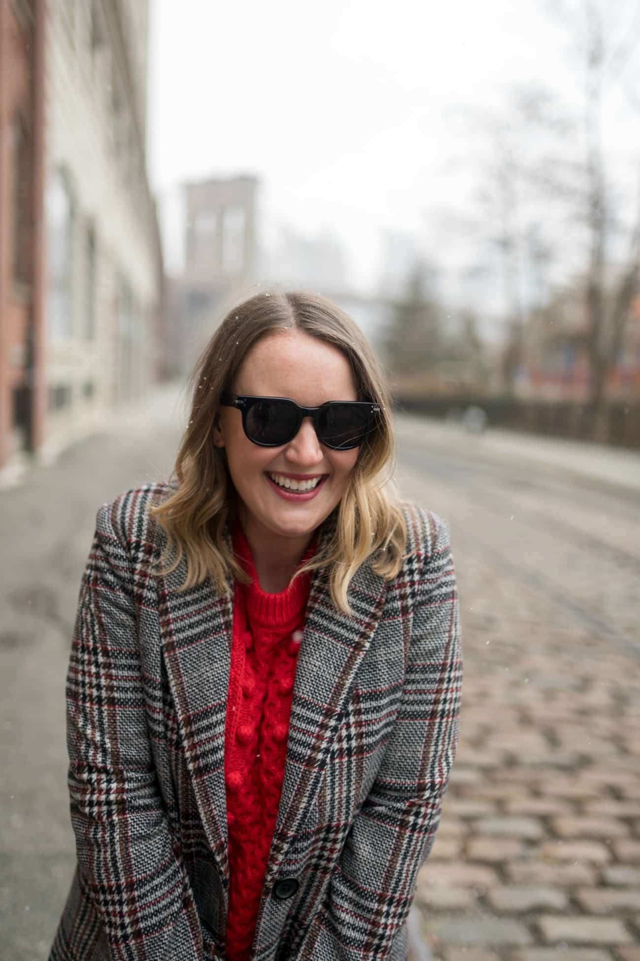 Popcorn Sweater + Plaid Coat