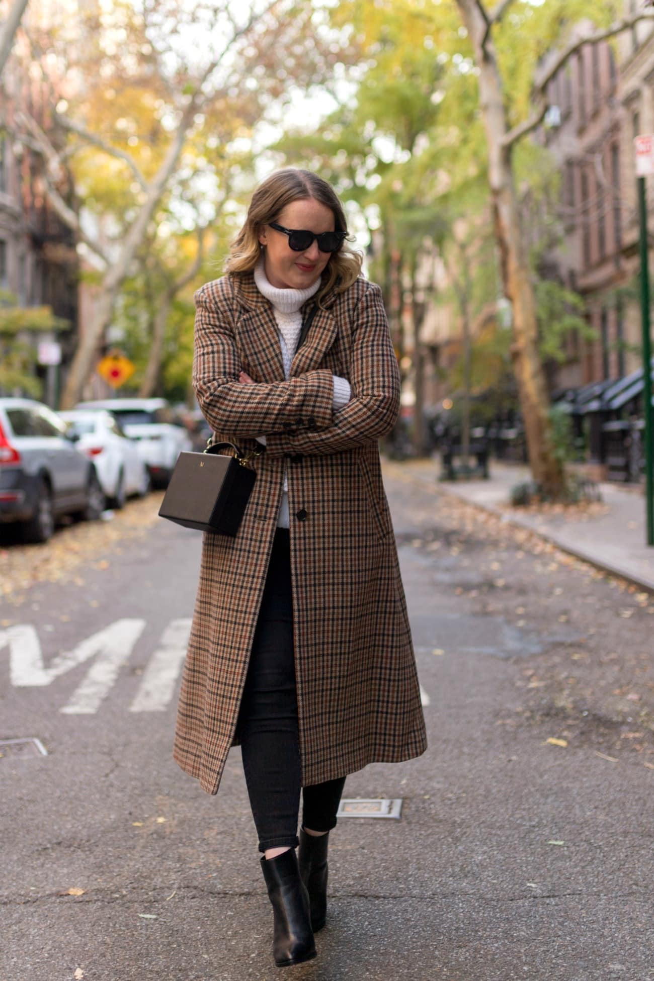 Winter Outfit Ideas Plaid Coat and Booties Winter Outfit Inspo