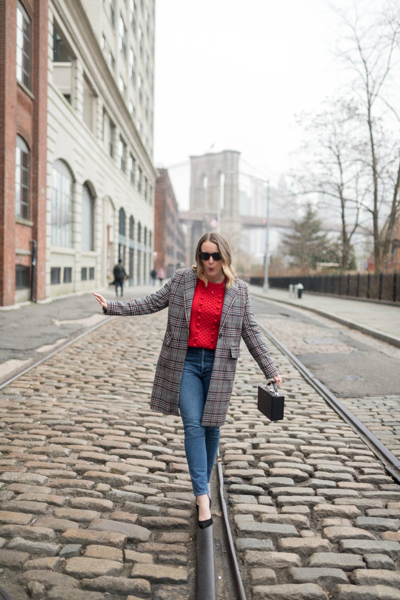 Popcorn Sweater + Plaid Coat