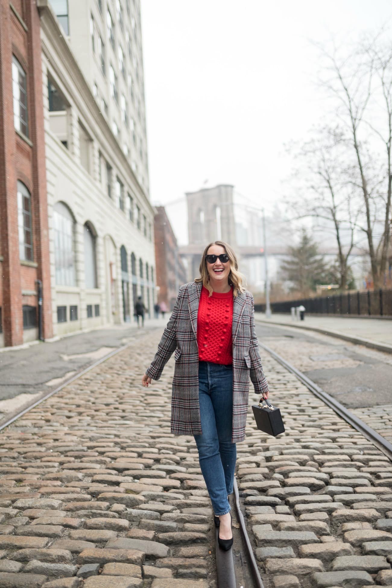 Popcorn Sweater + Plaid Coat