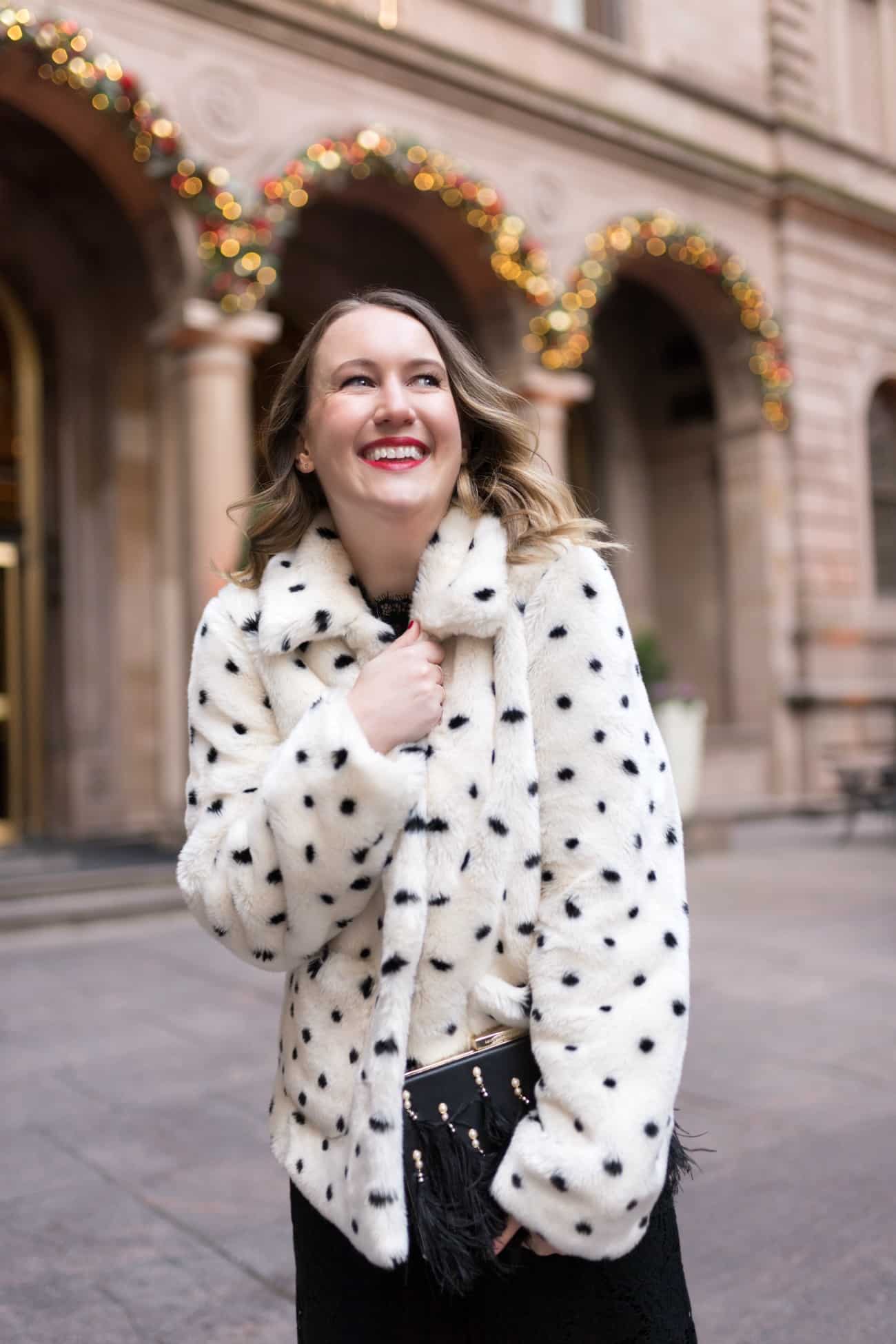 Faux Fur Polka Dot Jacket I wit & whimsy