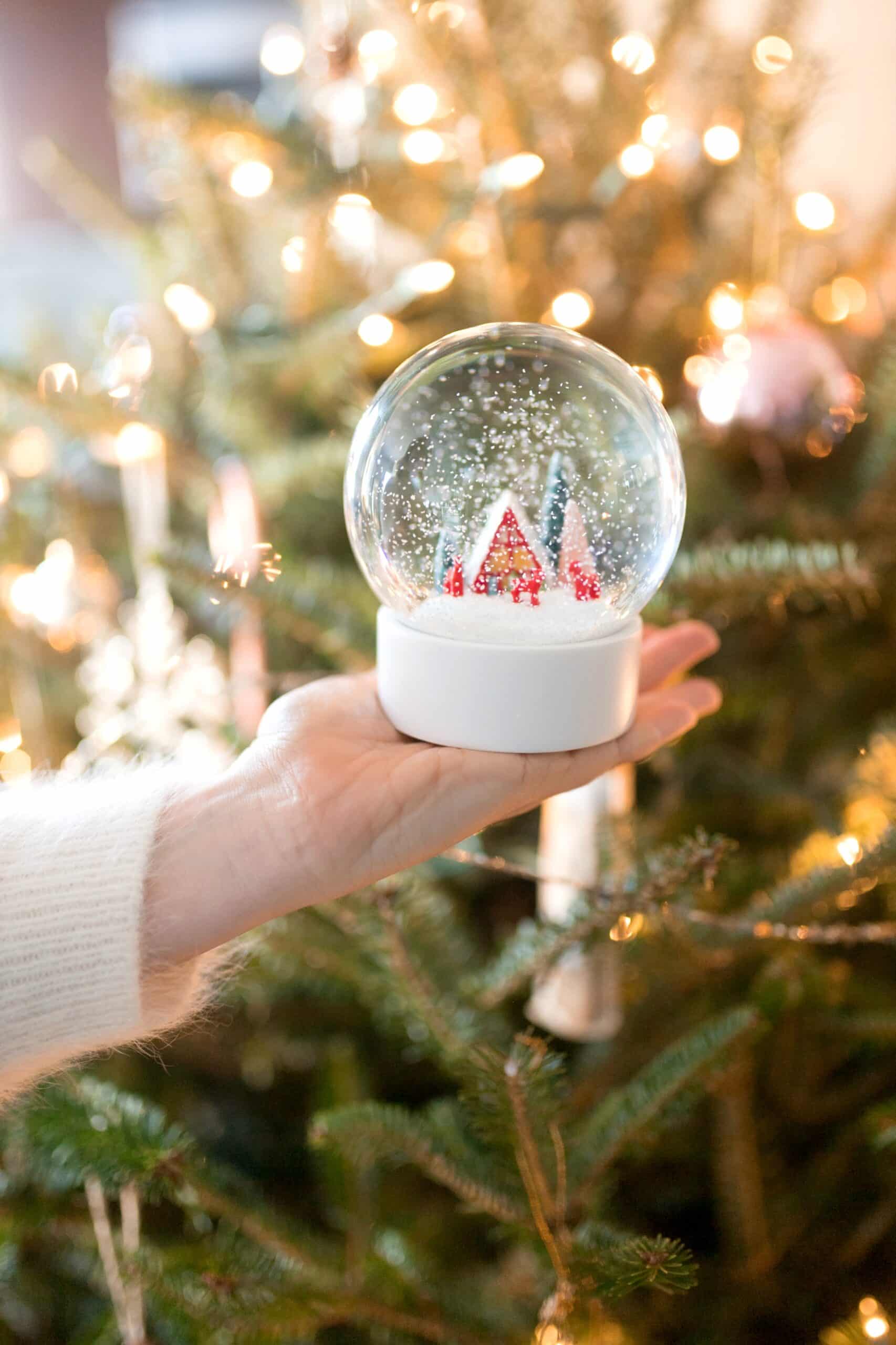 hand holding Snow globe