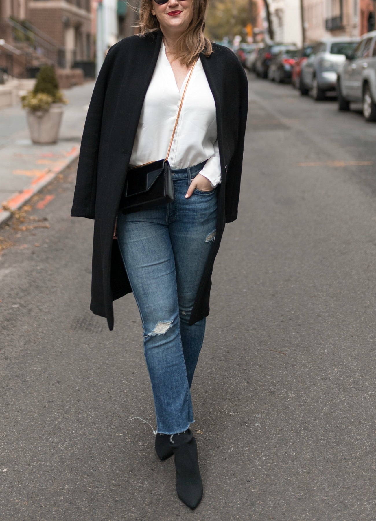 Navy Coat and jeans winter outfit Q&A 2.13 - Navy Coat & Kick Flare Jeans I wit & whimsy