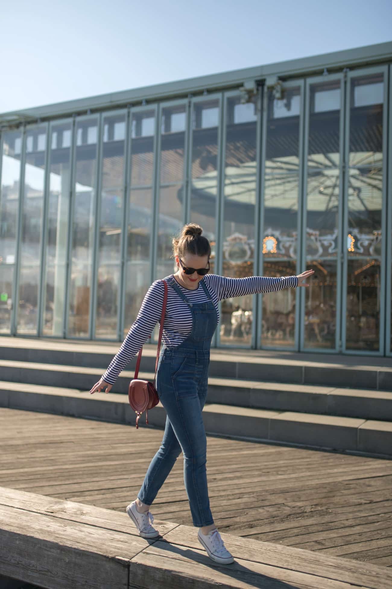 Overalls + Striped Tee I Spring Weekends in Brooklyn -  wit & whimsy