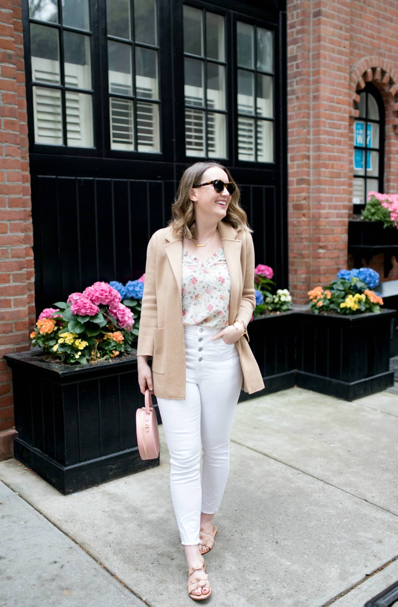Floral Tank + White denim I wit & whimsy