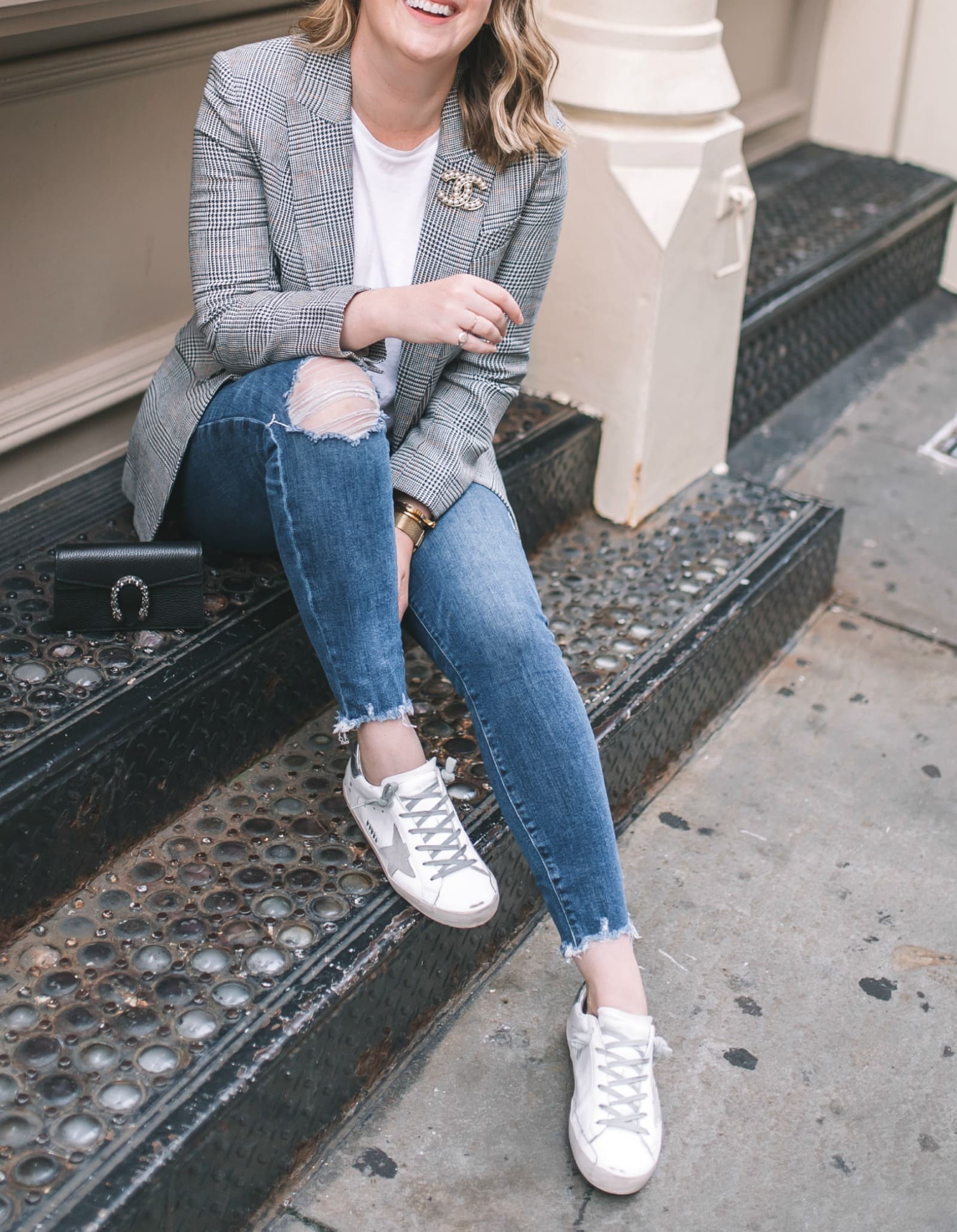 Plaid Blazer + Distressed Denim I wit & whimsy