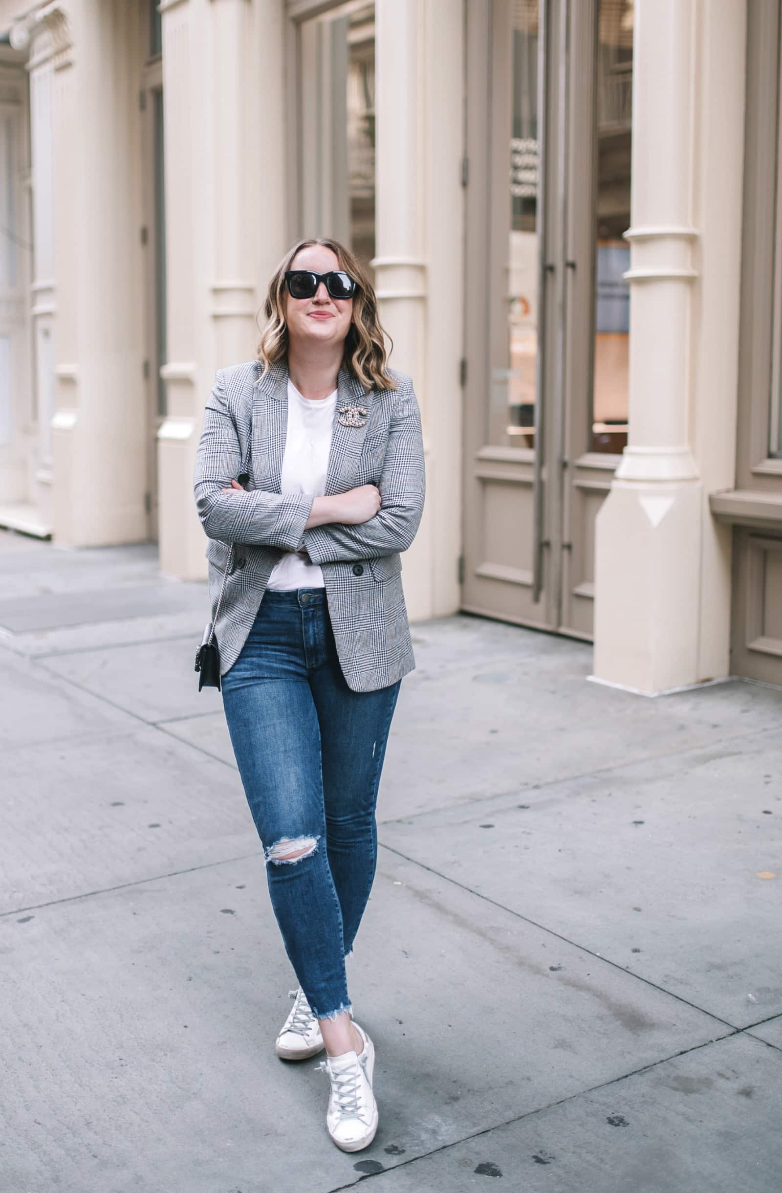 Plaid Blazer outfit Plaid Blazer + Distressed Denim I wit & whimsy