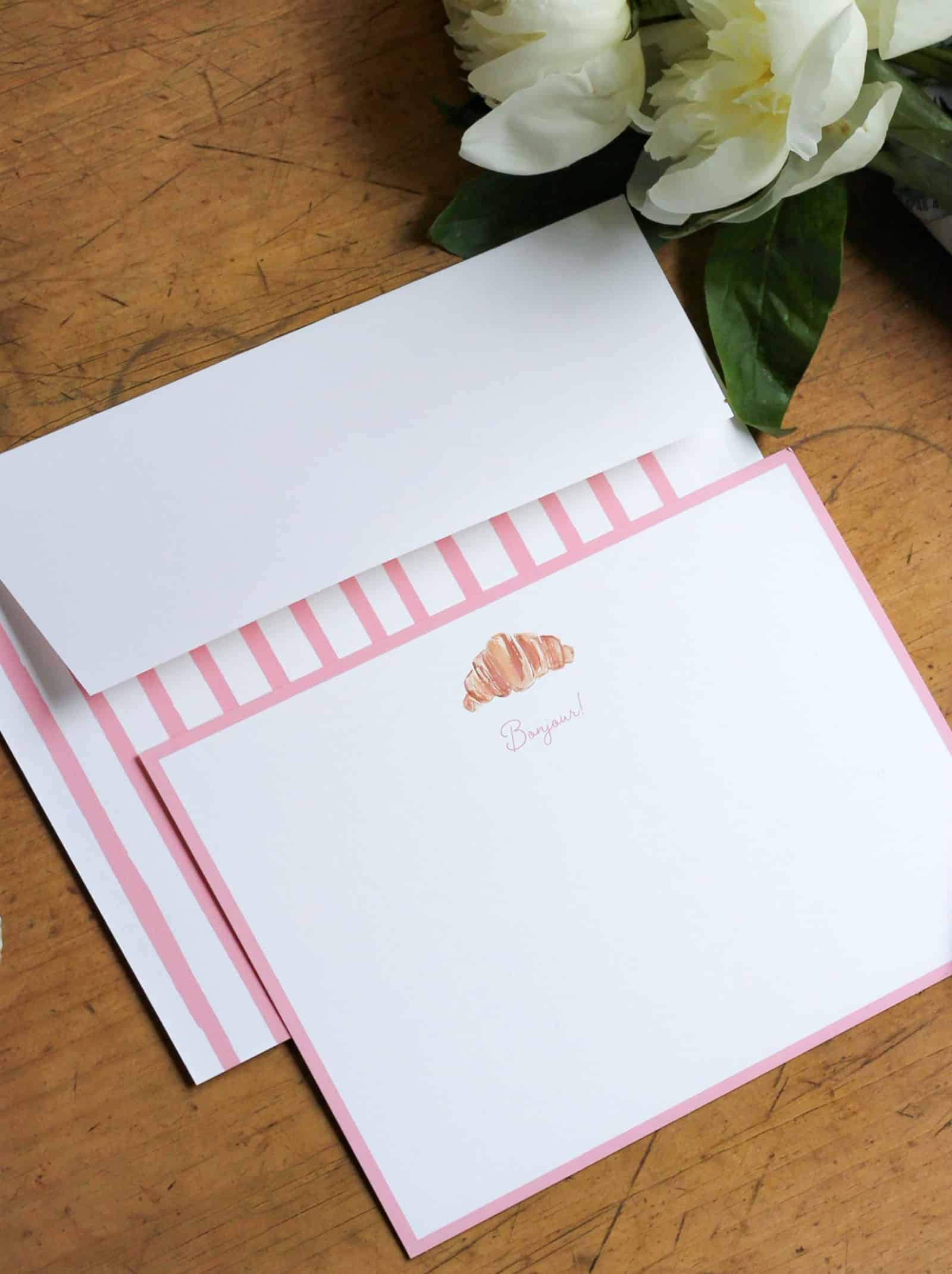 wit & whimsy Croissant Custom Stationery