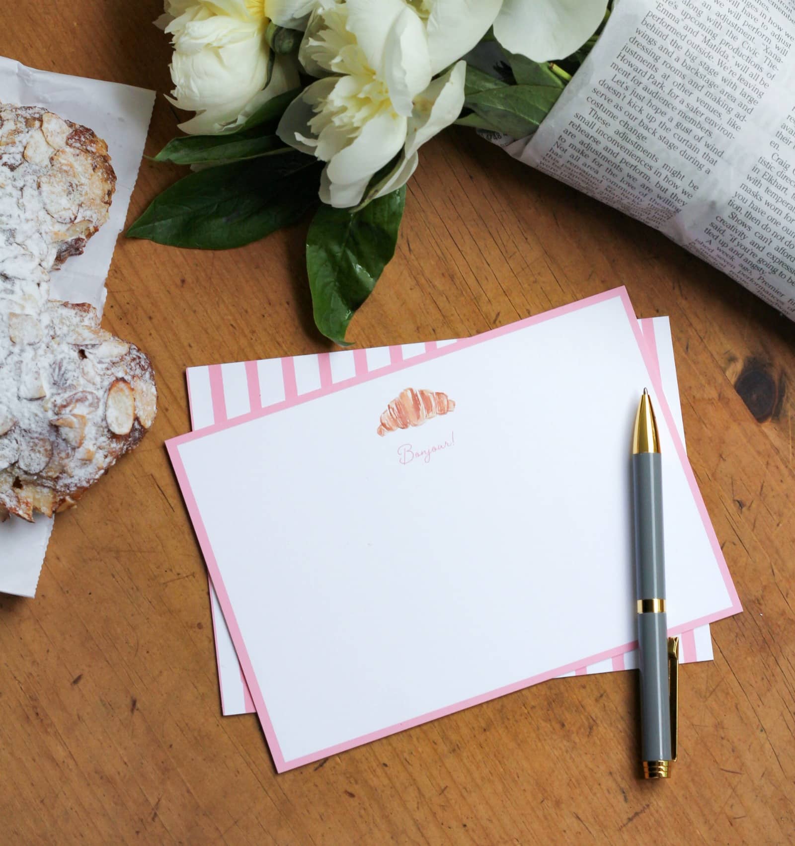 wit & whimsy Croissant Custom Stationery