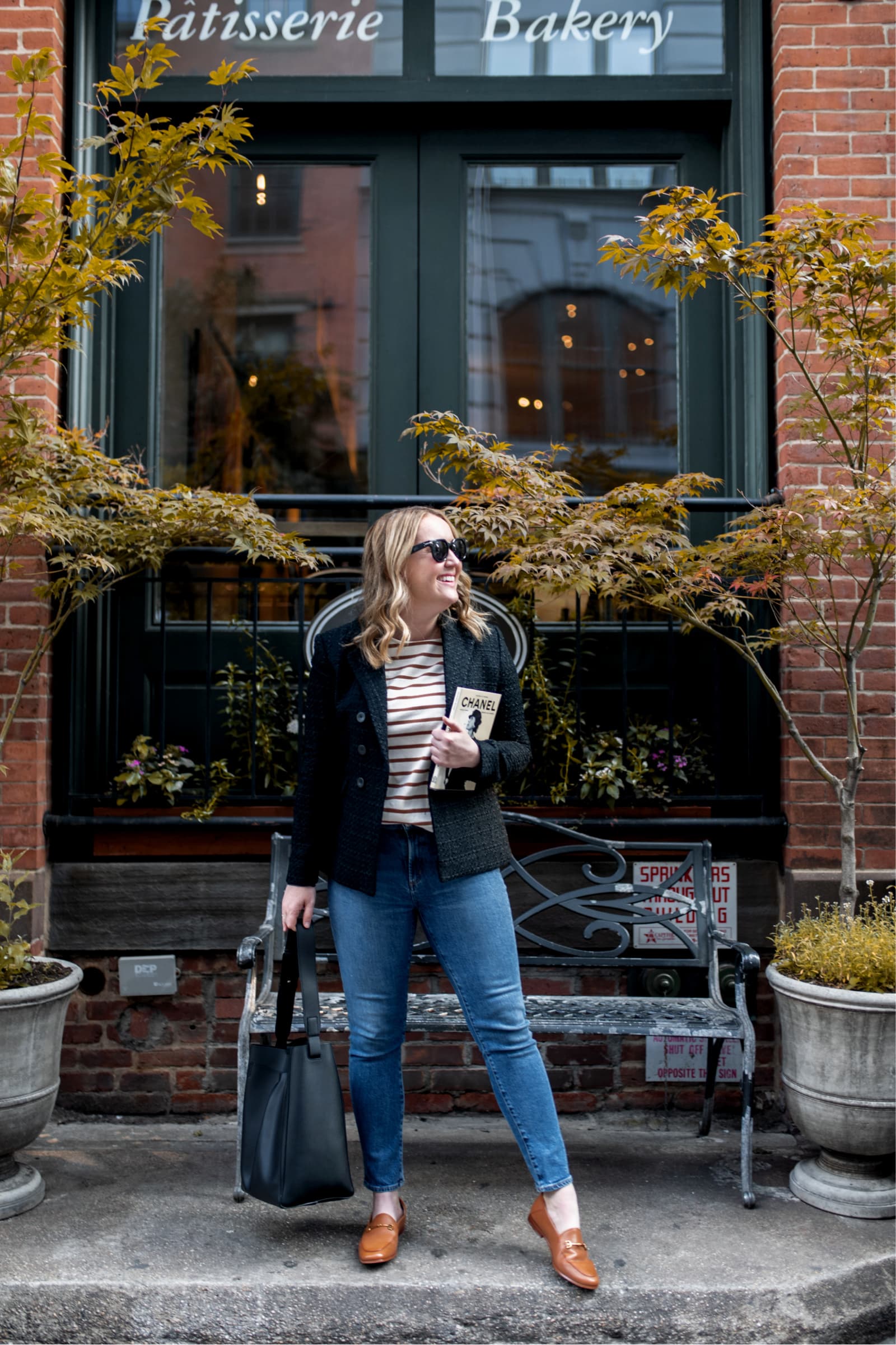 Striped Tee with a Blazer | French Style Fall Outfits