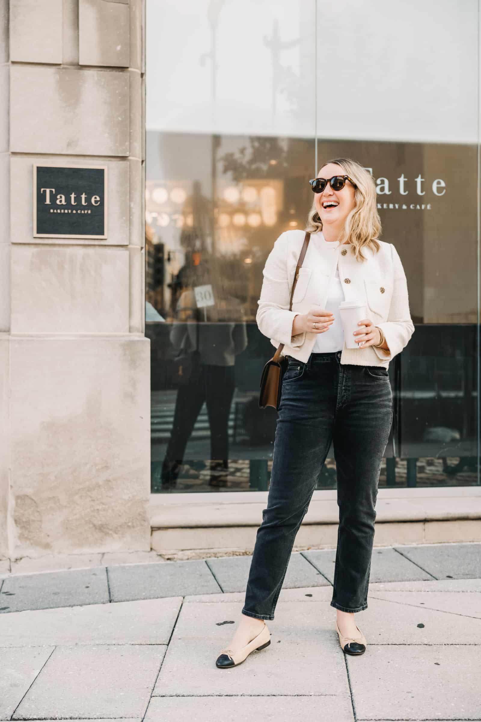Fall Outfit Ideas with Jeans Agolde Riley Jeans and Bash Paris Jacket Fall Style