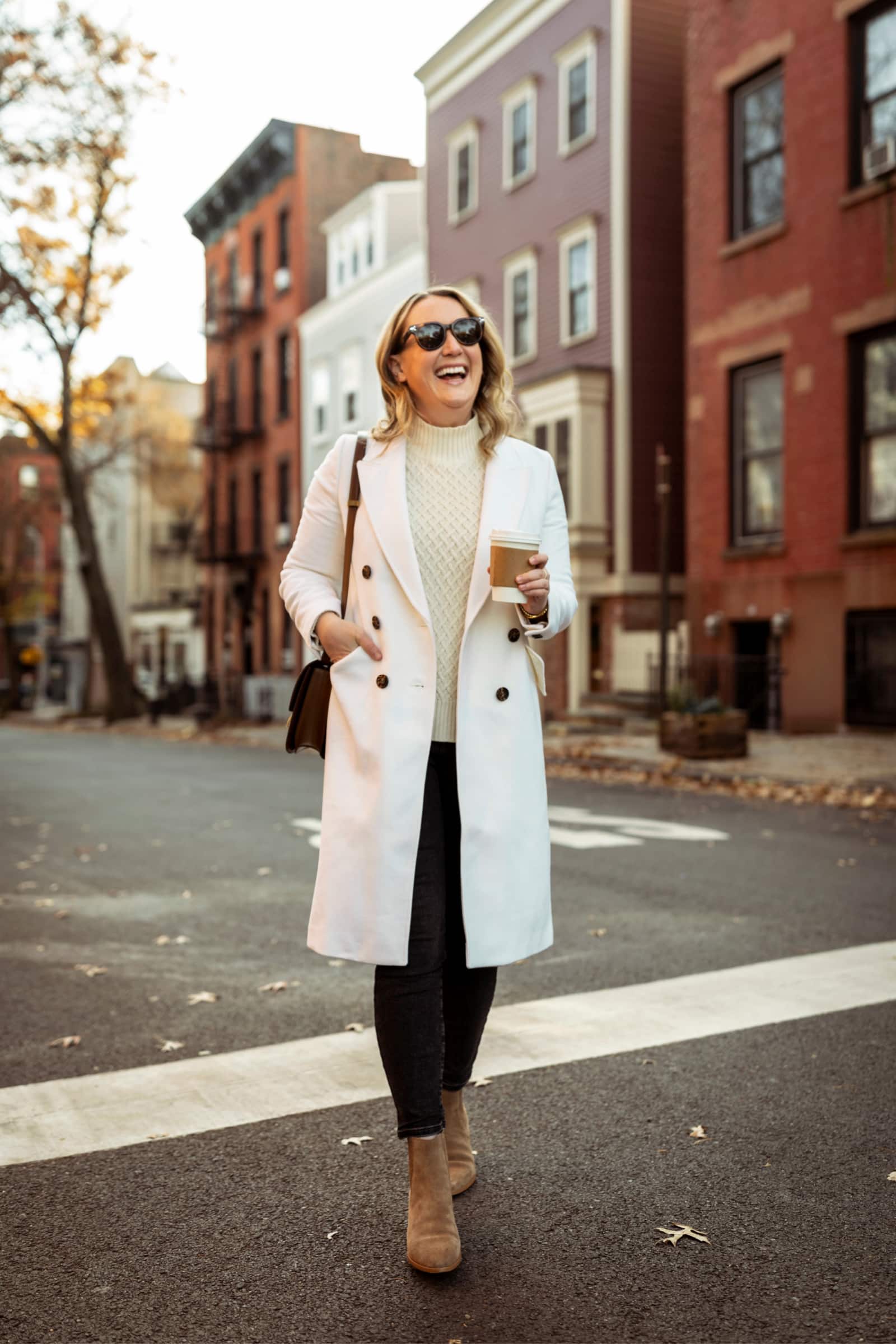 Styling Winter Classics I J.Crew Double Breasted Coat I Cable Knit Sweater and Suede Rag & Bone Boots