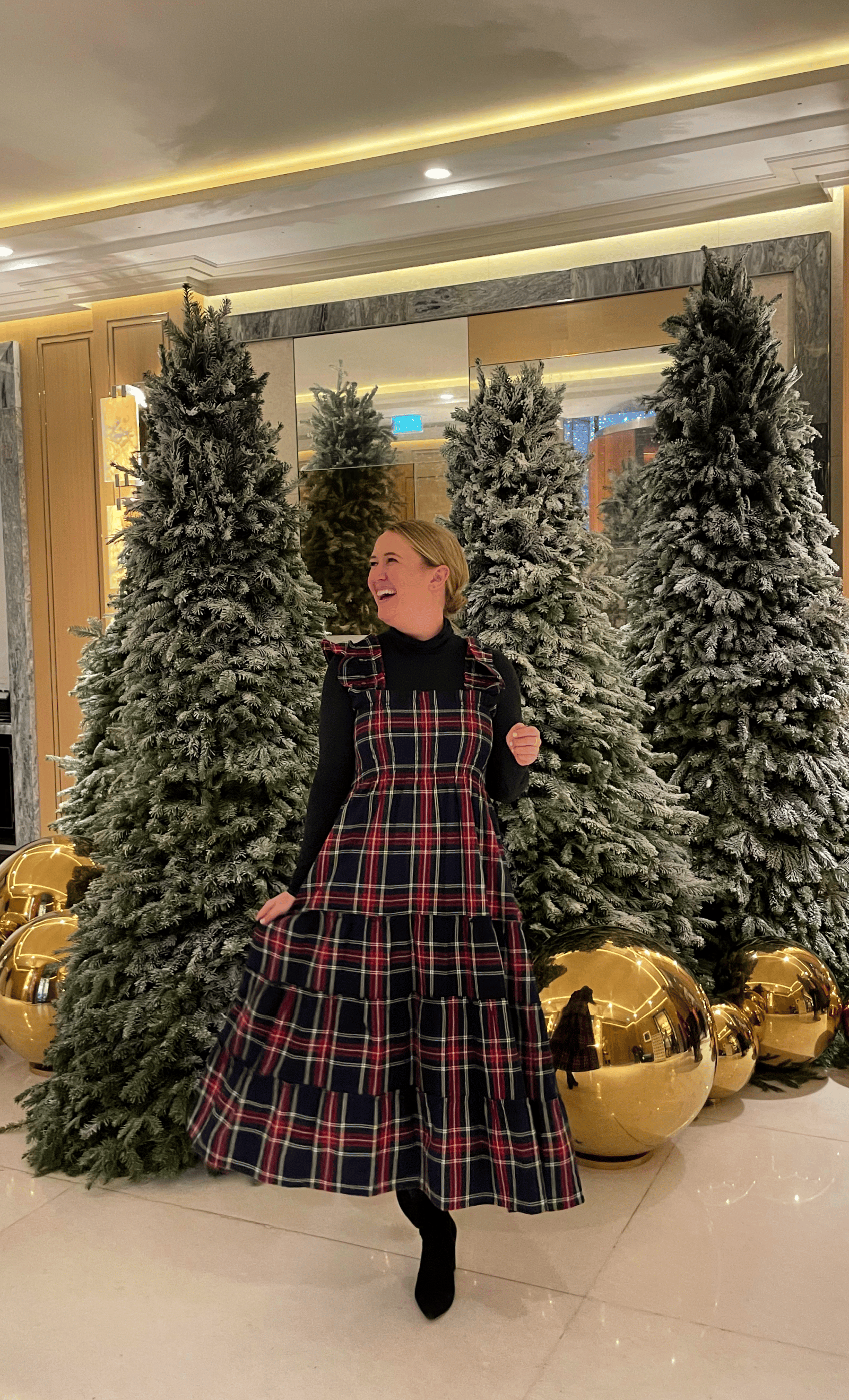 Holiday Outfits Nap Dress paired with favorite ankle boots and a turtleneck