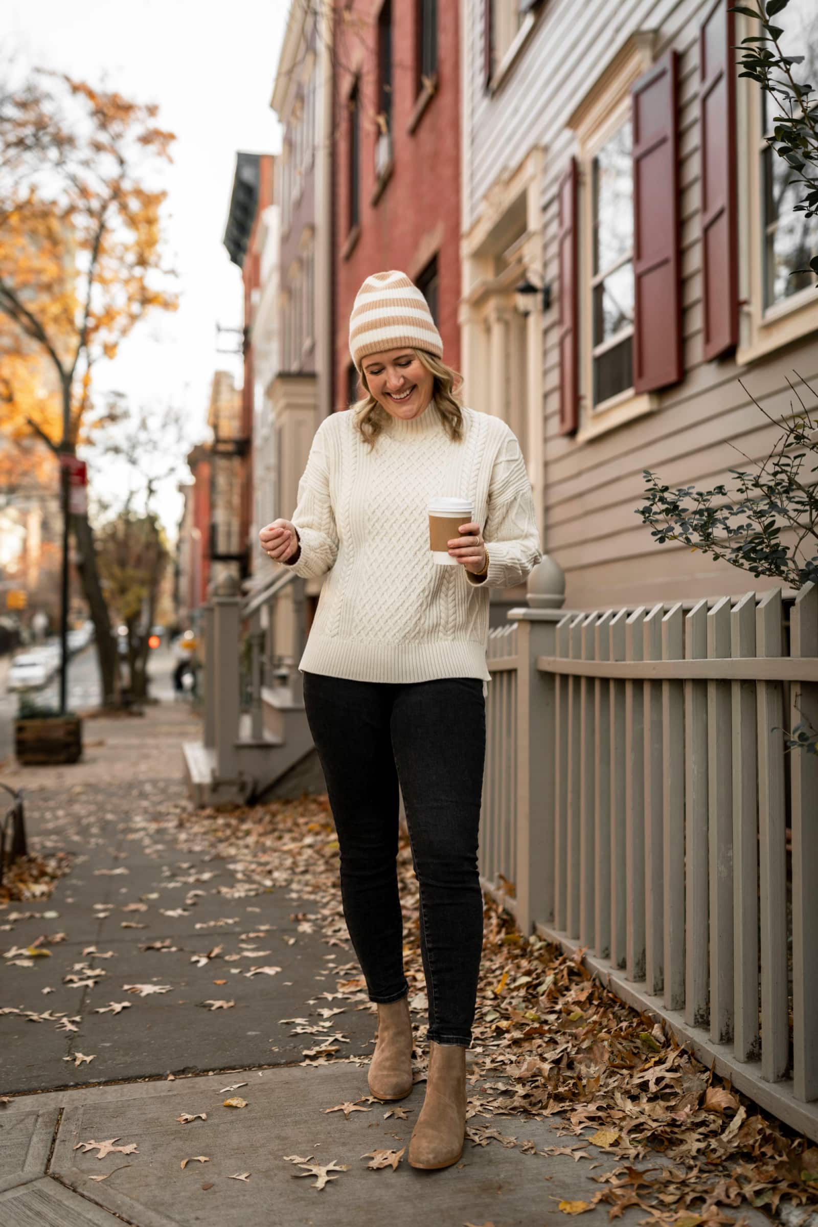 Styling Winter Classics I J.Crew Double Breasted Coat I Cable Knit Sweater and Suede Rag & Bone Boots