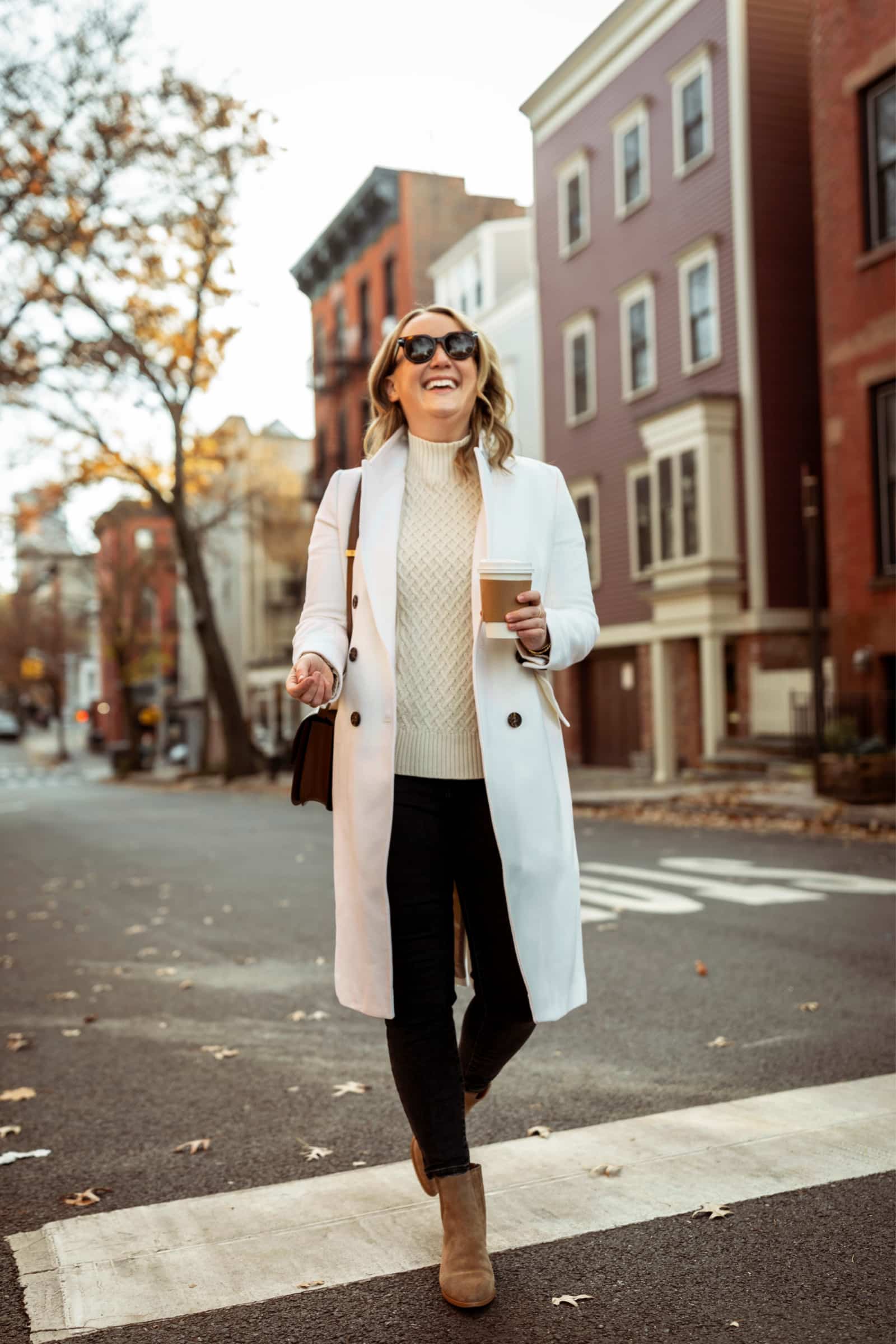 Styling Winter Classics I J.Crew Double Breasted Coat I Cable Knit Sweater and Suede Rag & Bone Boots