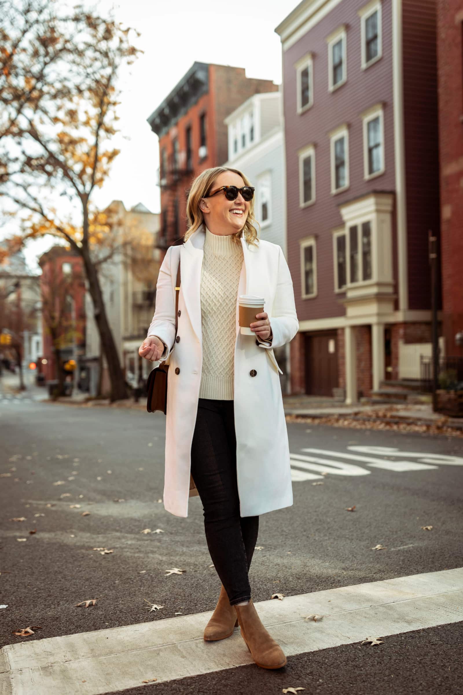 Winter Outfit Ideas Styling Winter Classics I J.Crew Double Breasted Coat I Cable Knit Sweater and Suede Rag & Bone Boots