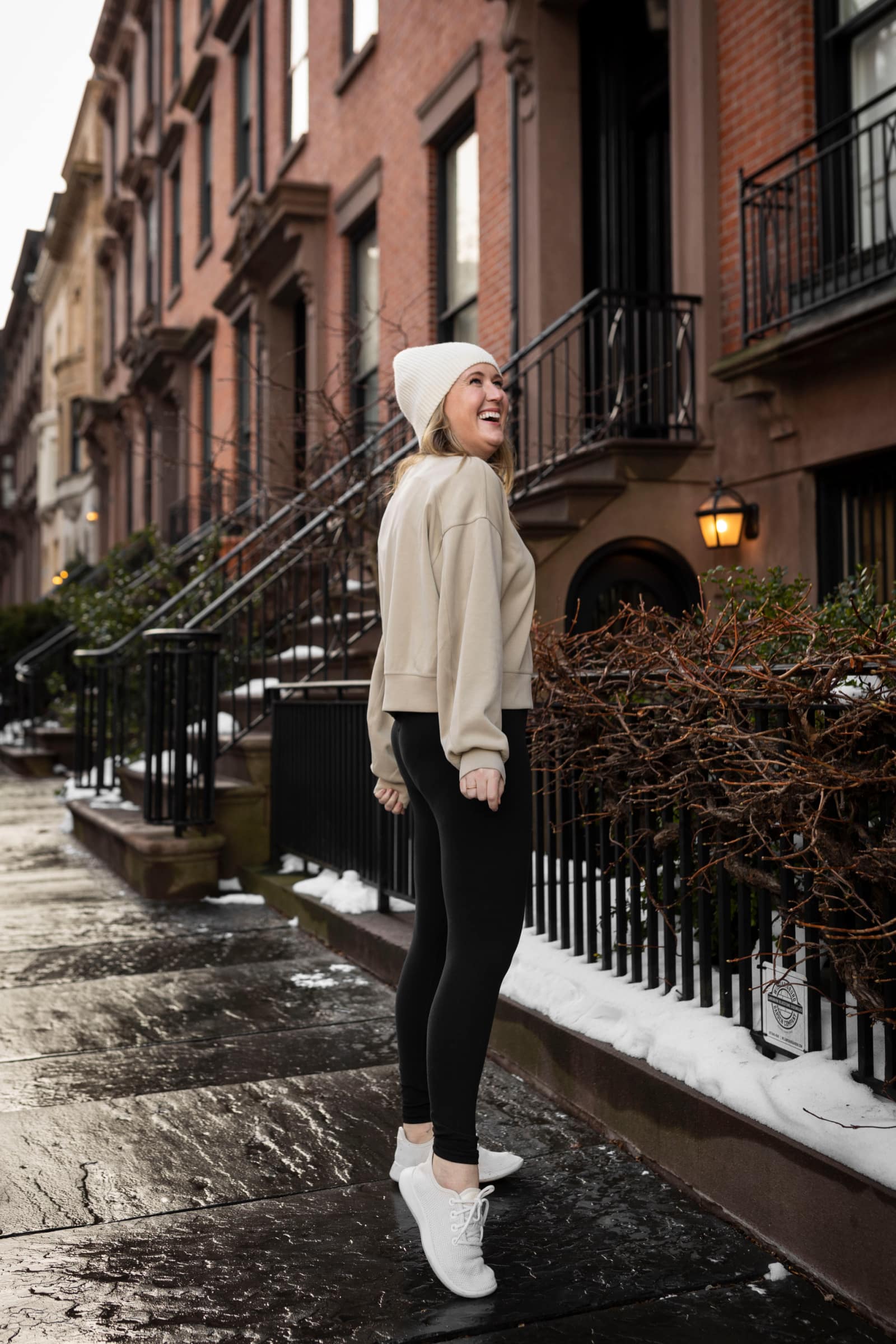 Athleisure Look featuring Lululemon Sweatshirt, Athleta Leggings and Allbirds Sneakers