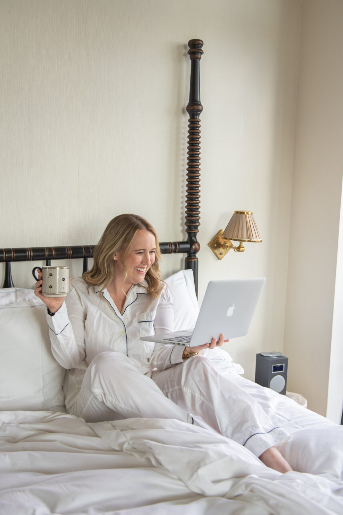 Girl Working on Bed with Laptop