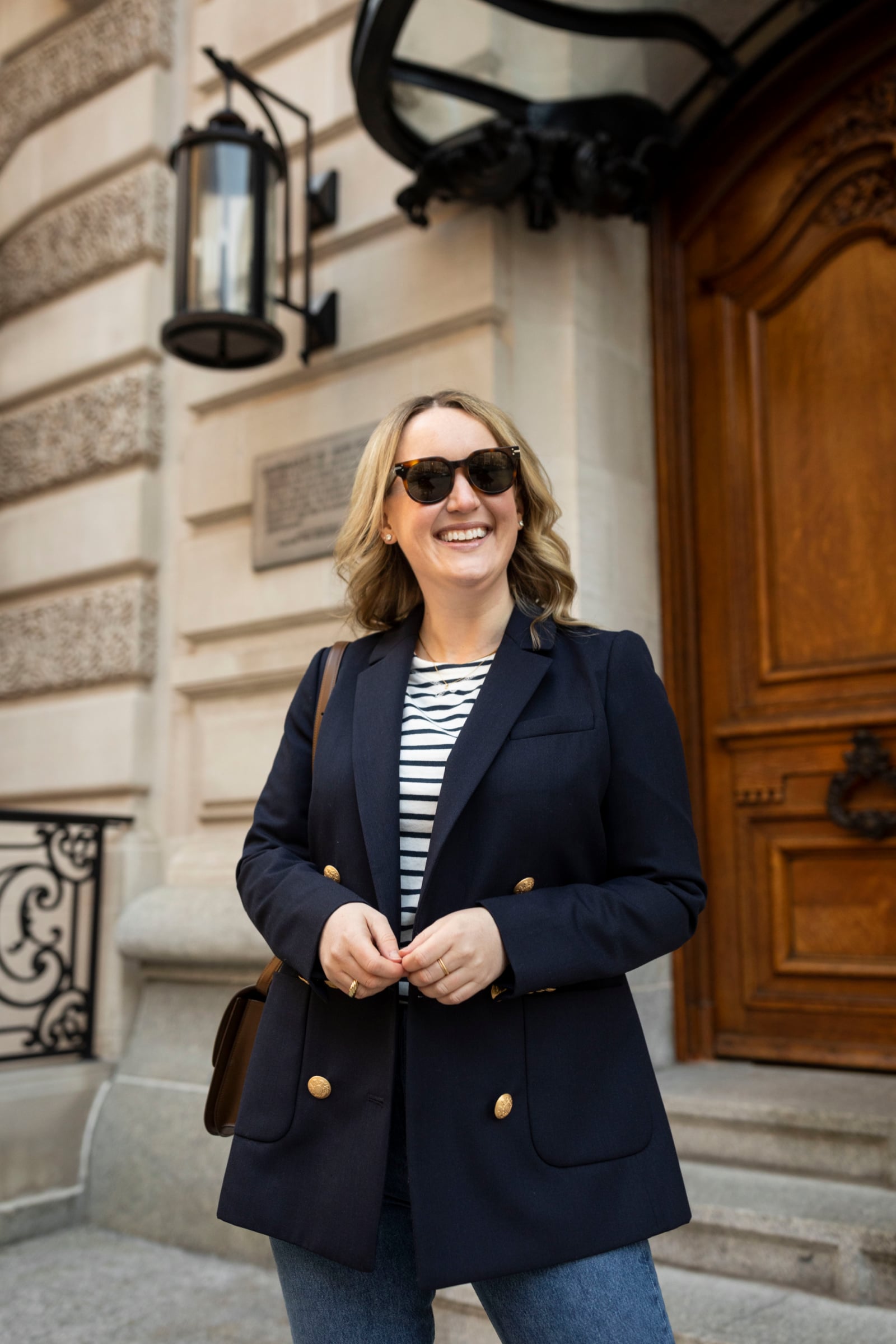 Sezane Blazer with Gold Buttons