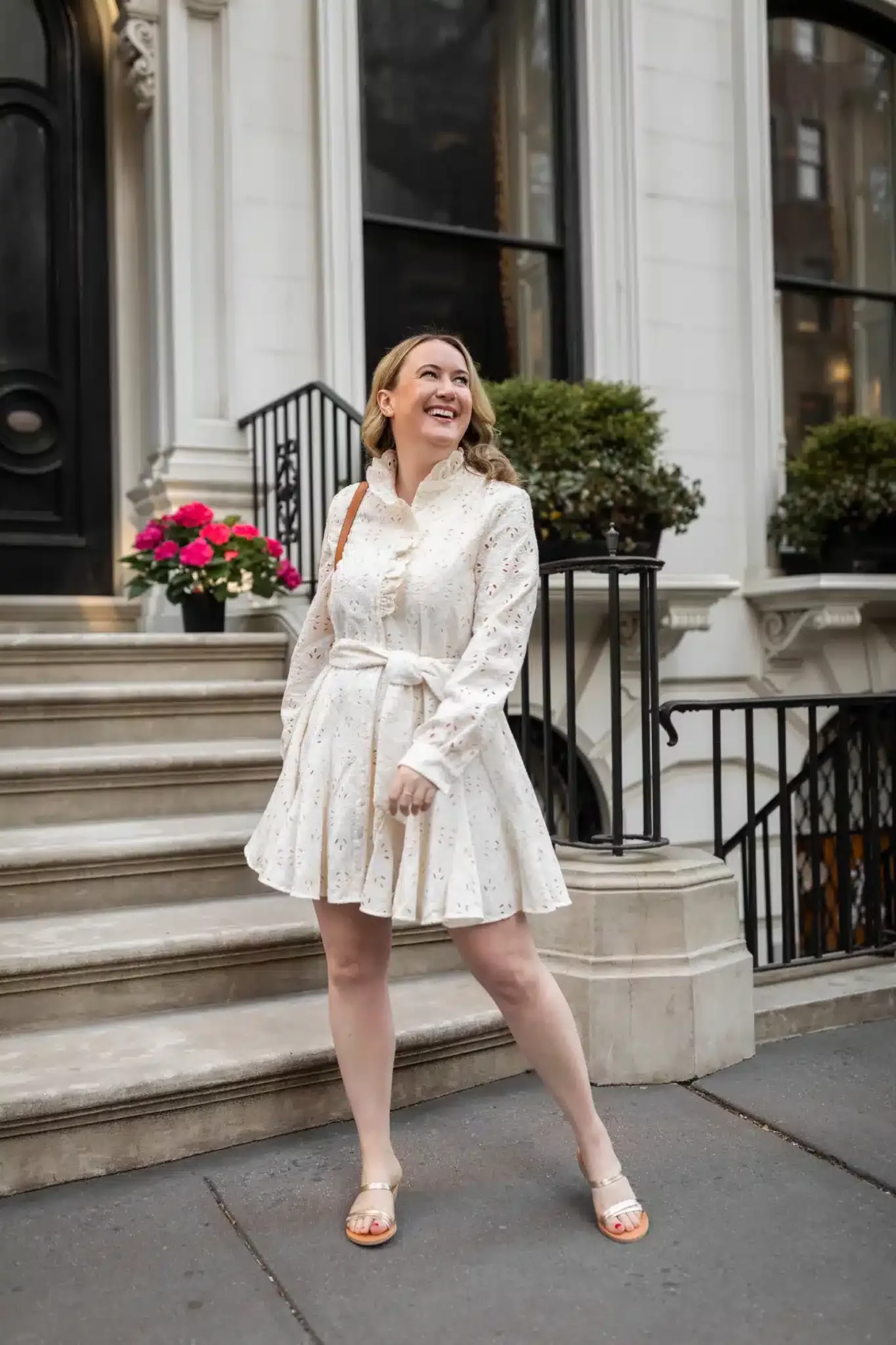 Sezane Eyelet Dress Spring Summer Outfit