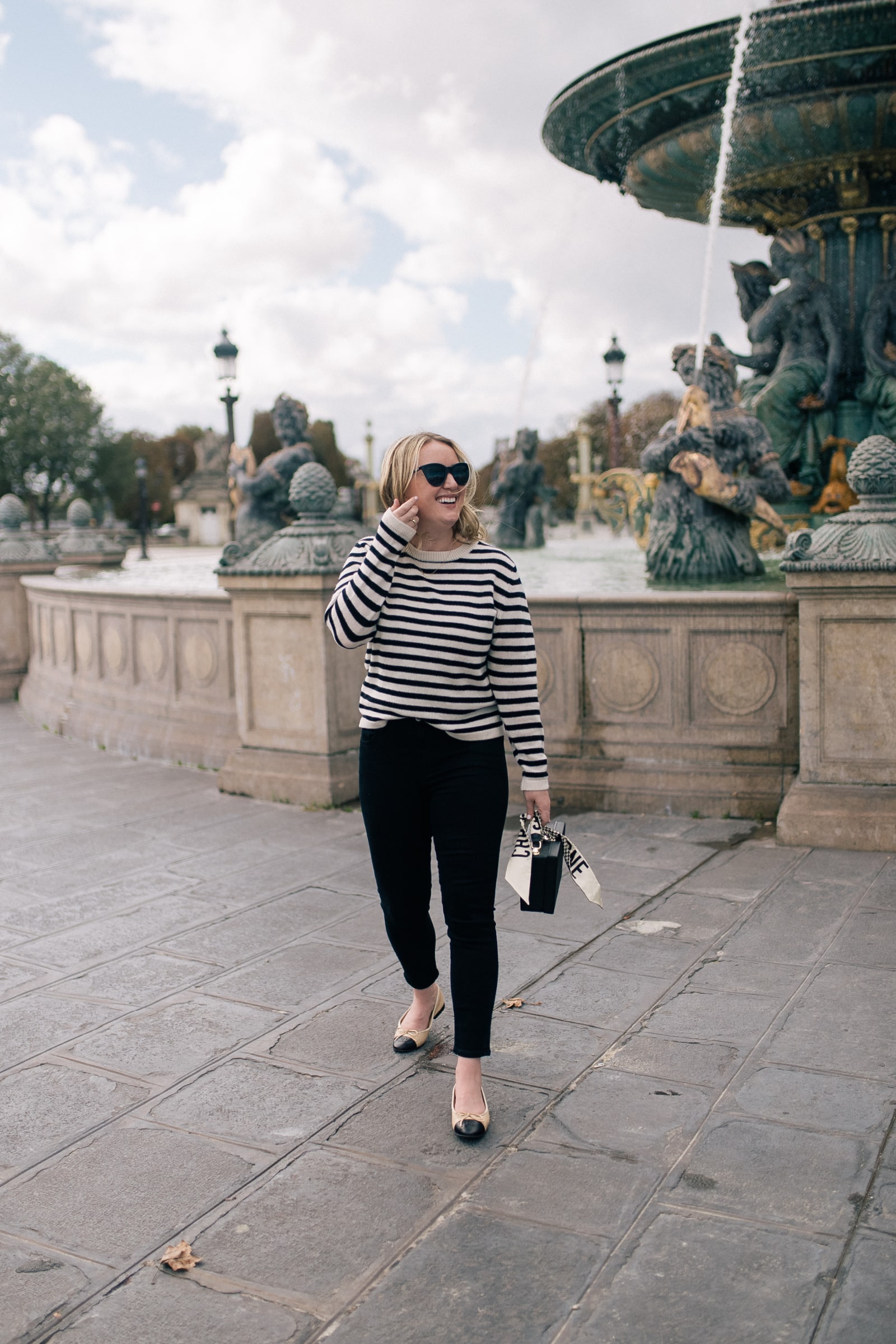 Chanel Ballet Flats Outfit with black skinny jeans