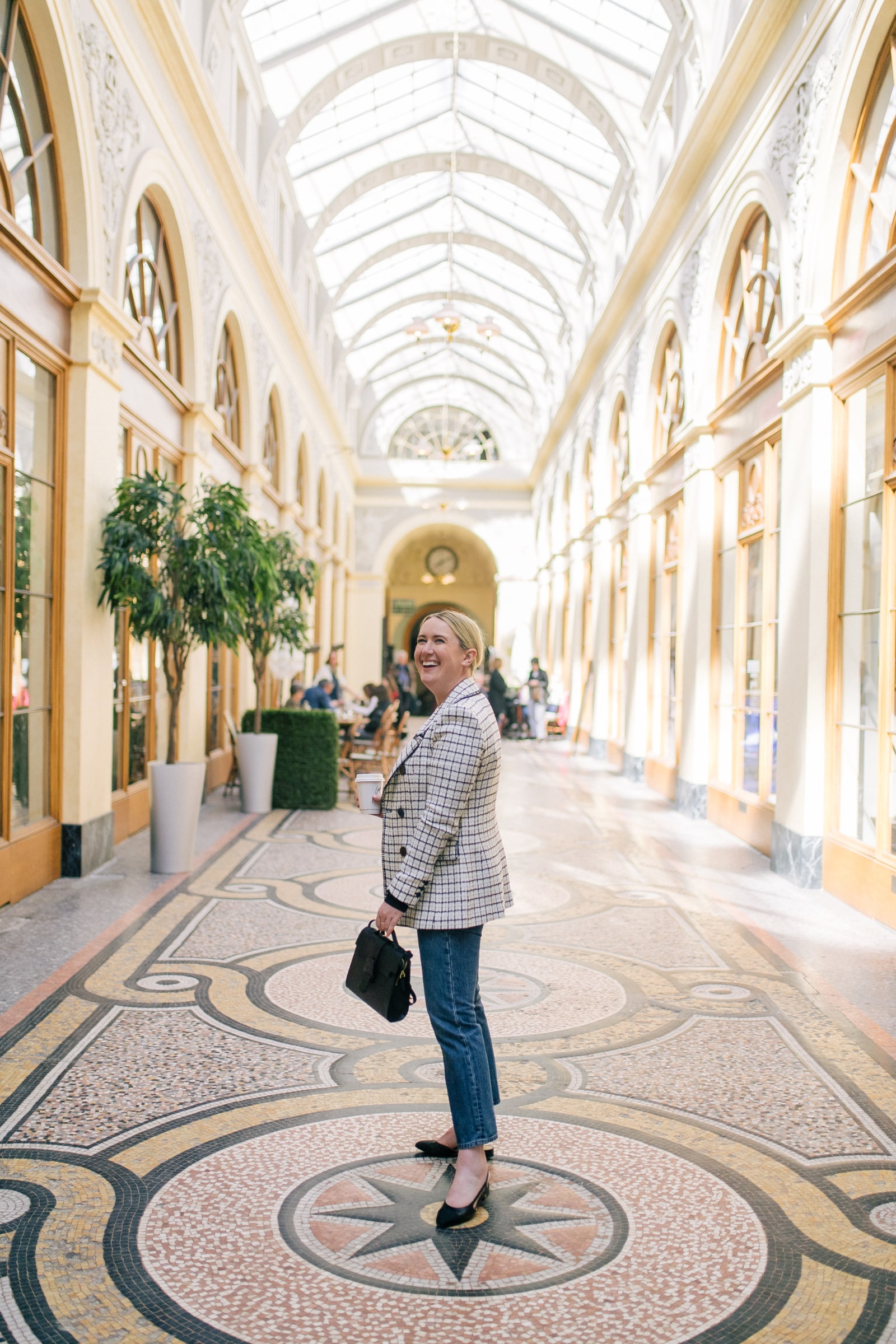Plaid Blazer Tweed Fall Outfit in Paris