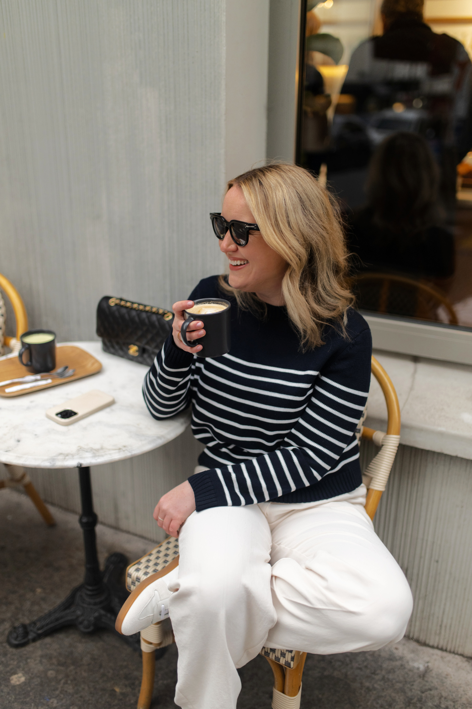 Striped Sweater at Paris Cafe