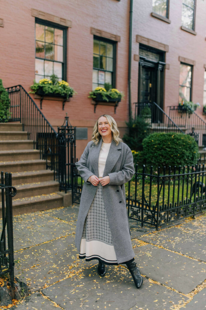 & Other Stories Wrap Coat and Knit Skirt