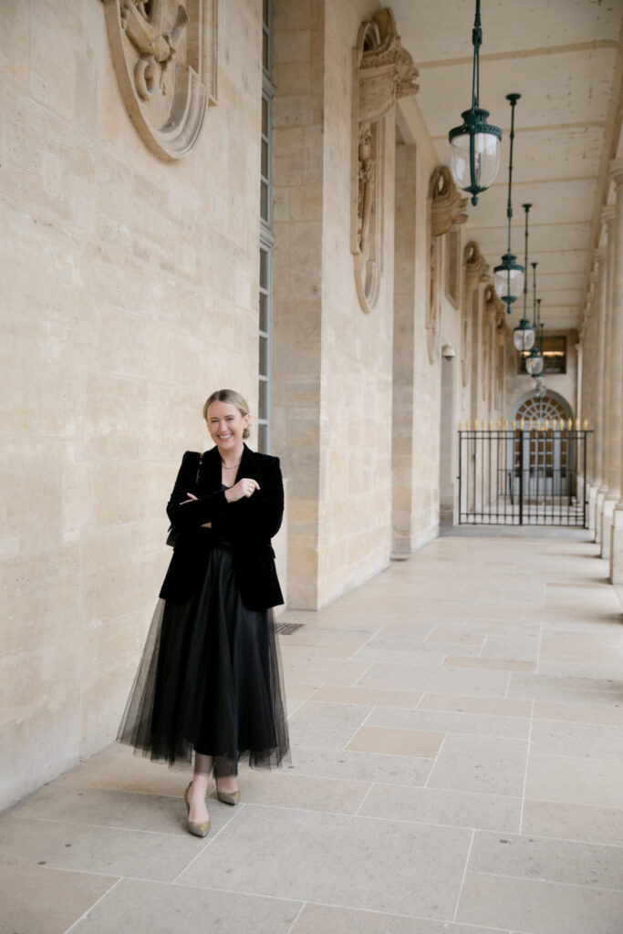 Paris Outfit featuring Sarah Flint Shoes and a Tulle Skirt and Velvet Blazer