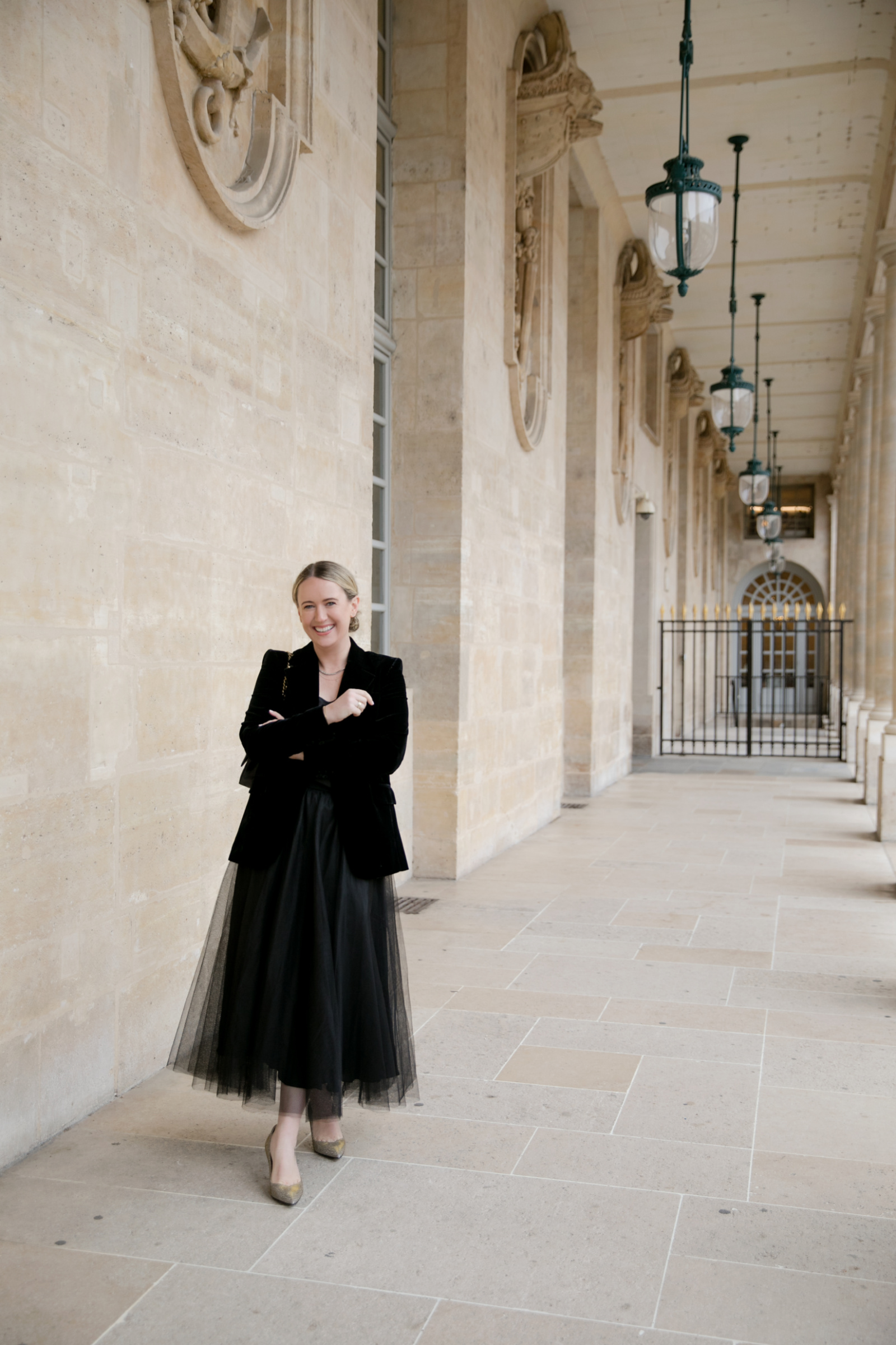 Paris Outfit featuring Sarah Flint Shoes and a Tulle Skirt and Velvet Blazer