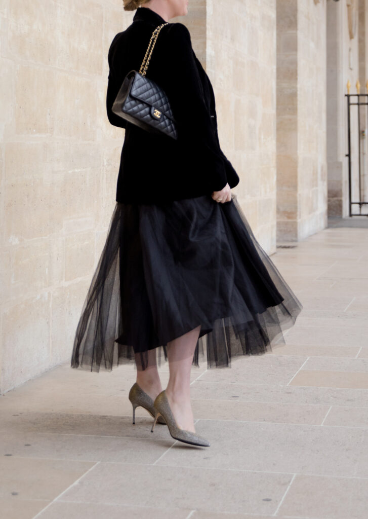 Paris Outfit featuring Sarah Flint Shoes and a Tulle Skirt and Velvet Blazer