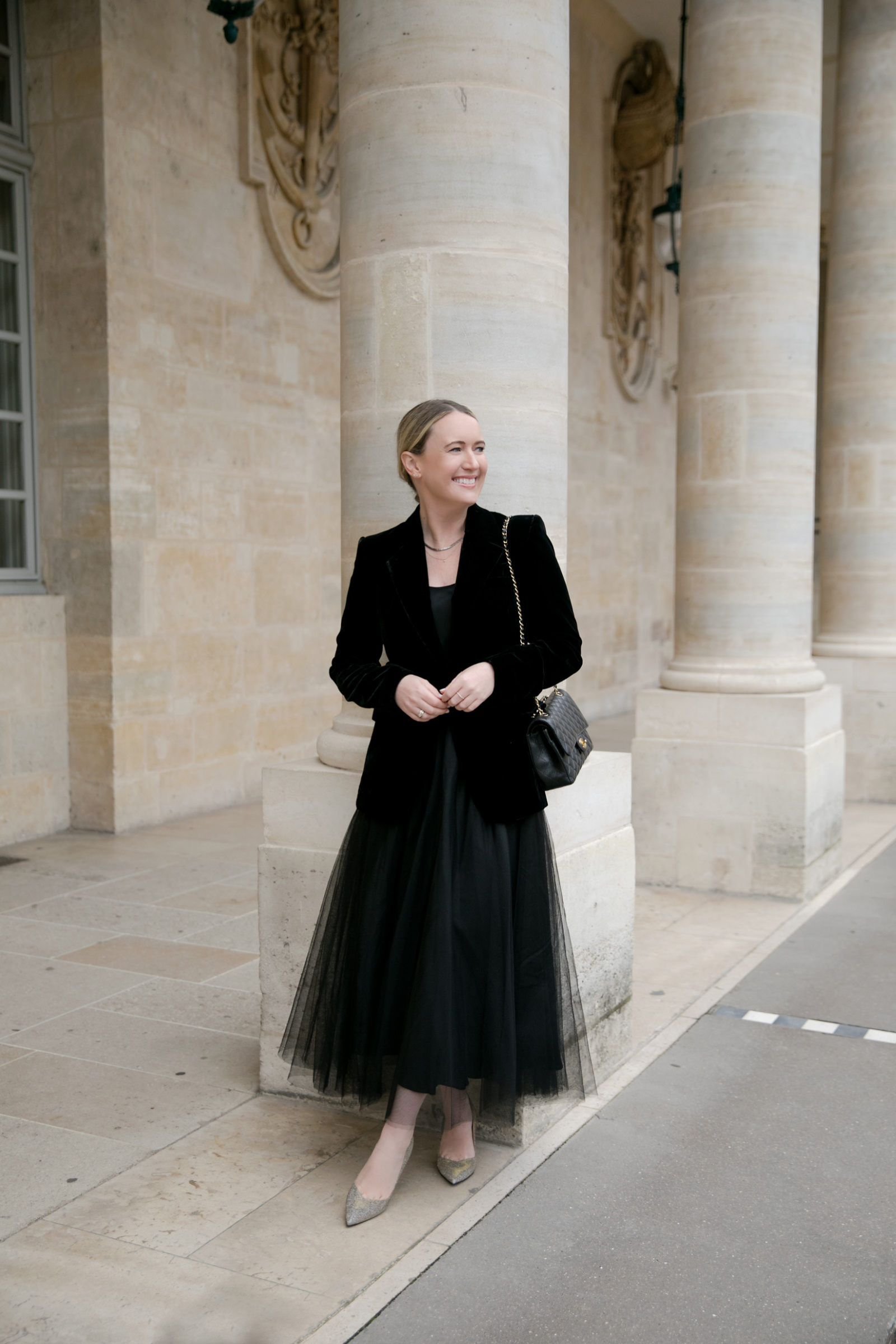 Paris Outfit featuring Sarah Flint Shoes and a Tulle Skirt and Velvet Blazer