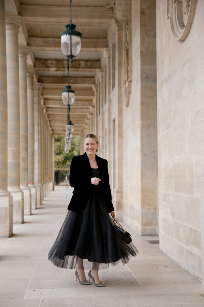 Paris Outfit featuring Sarah Flint Shoes and a Tulle Skirt and Velvet Blazer