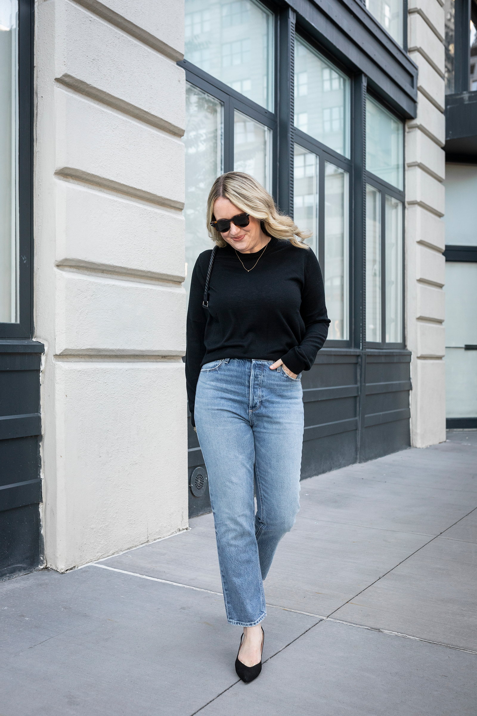 La Ligne Sweaters Review wit & whimsy wearing Paige billy crop jeans
