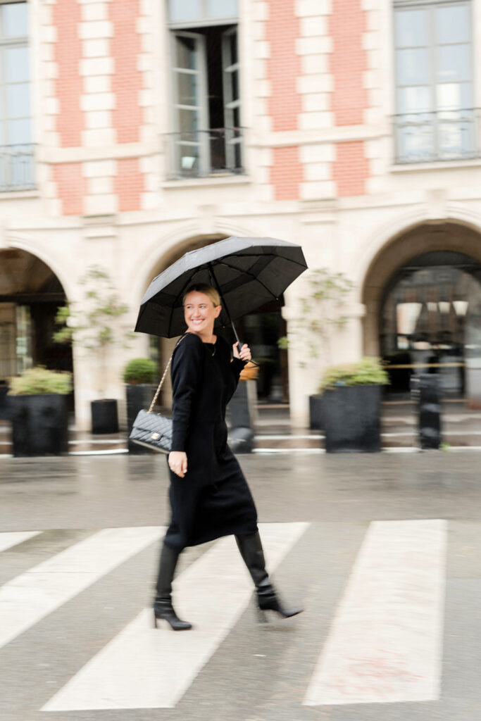 Sweater Dress and Boots Fall Paris Outfit in the Rain - Sweater Dress and Boots | The Weekly Edit 11.10