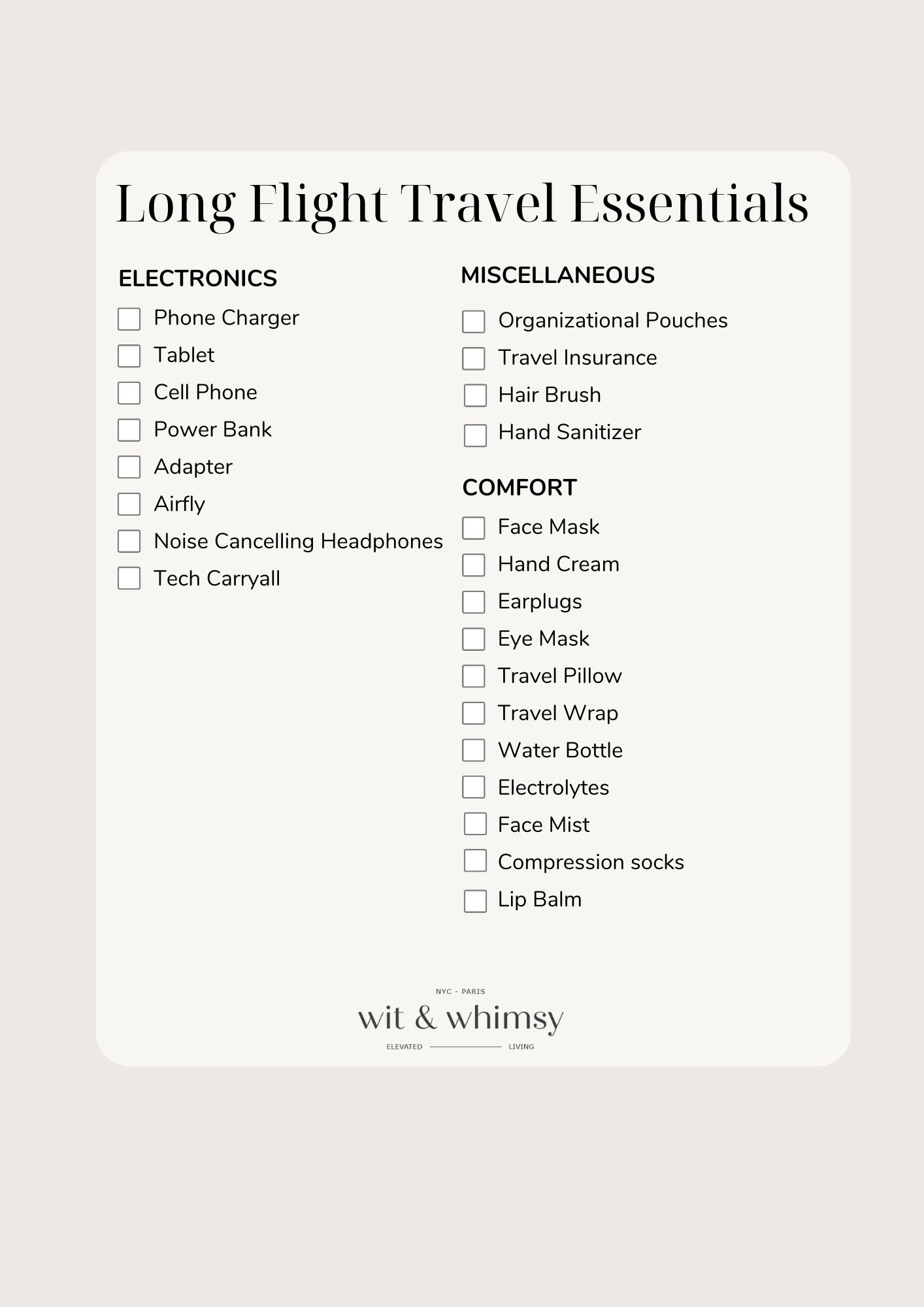 Long Flight Travel Essentials