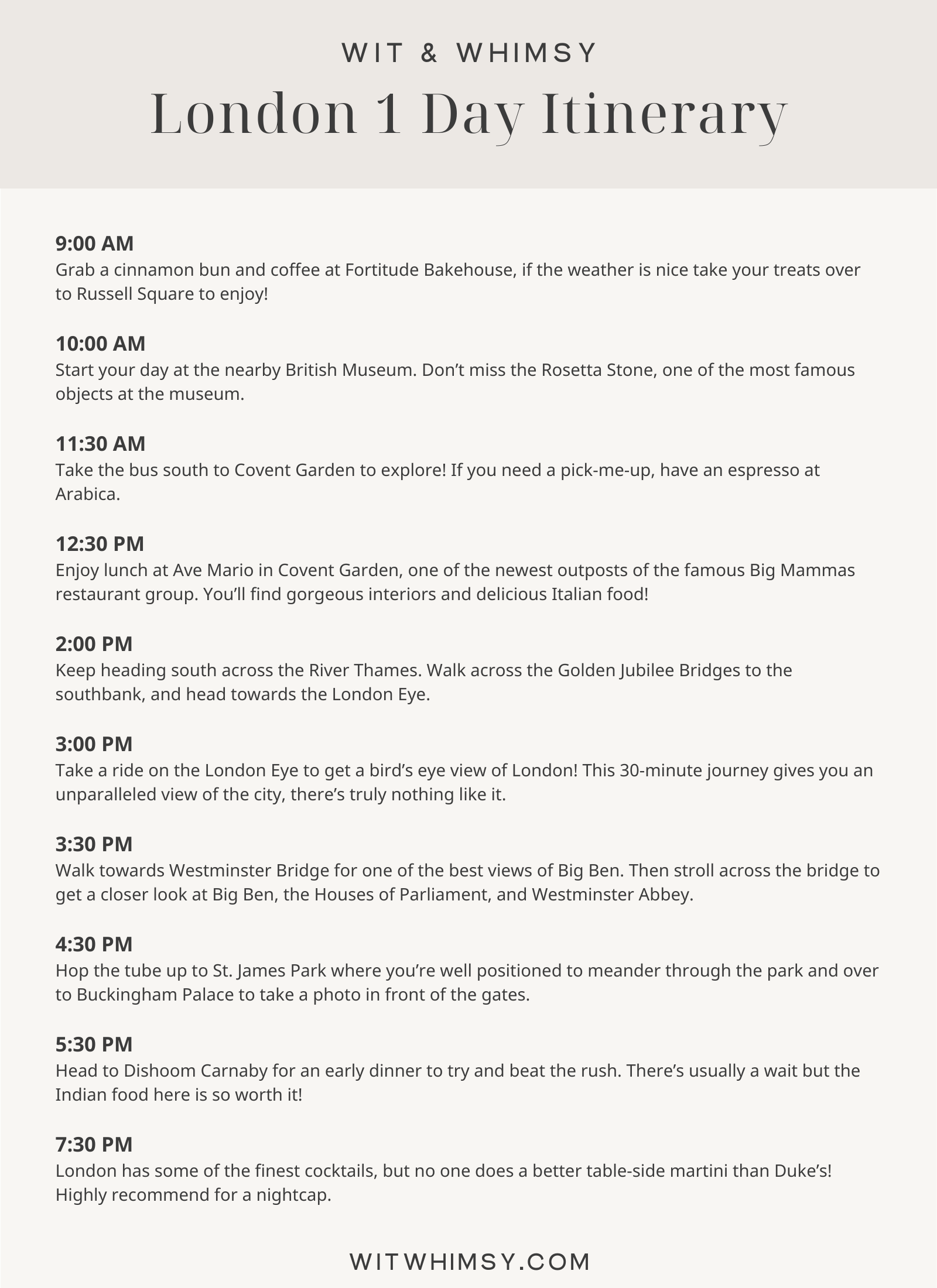 One day in London itinerary 