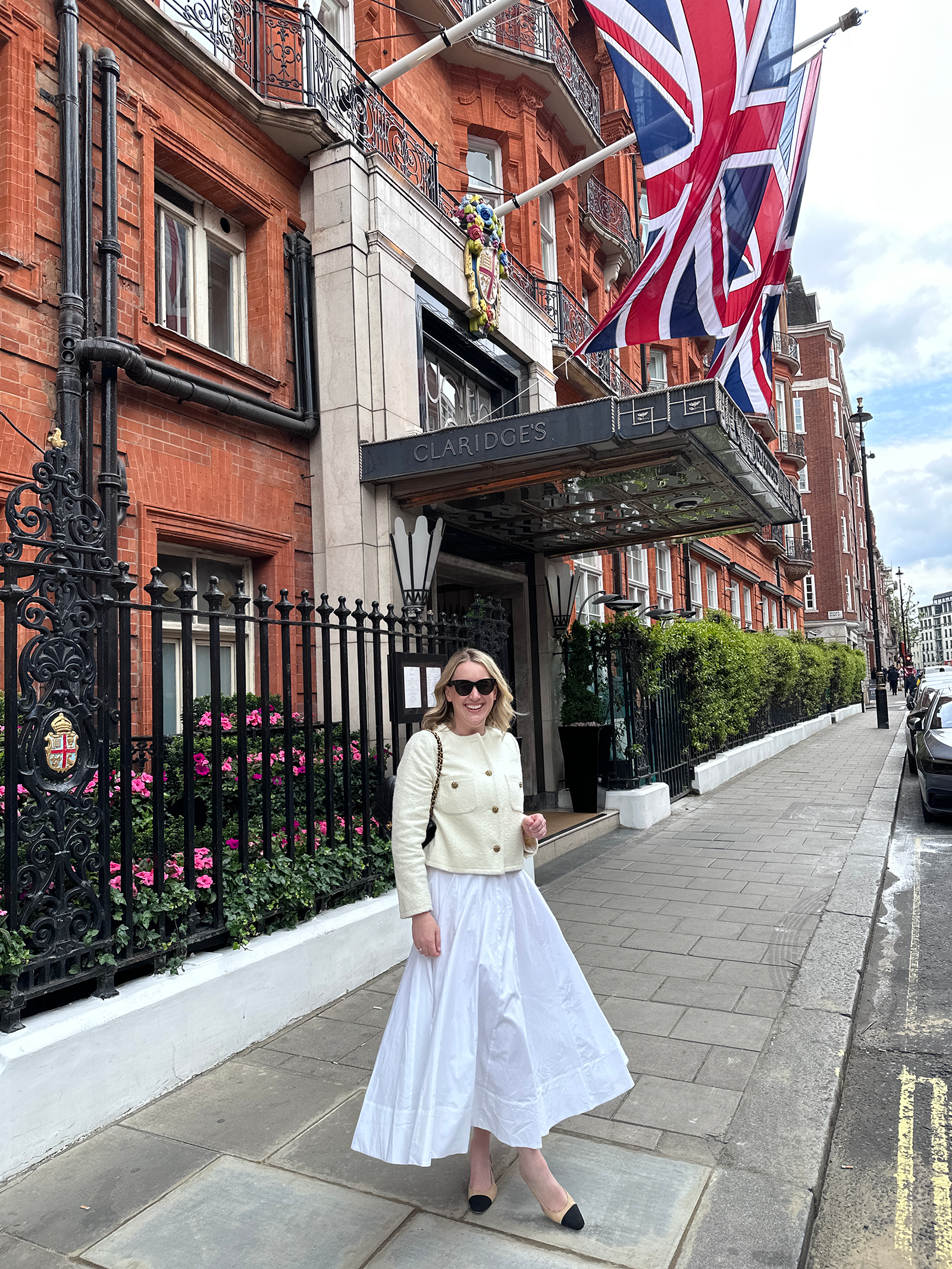 What to Wear in London Cropped Tweed Jacket and Midi Dress