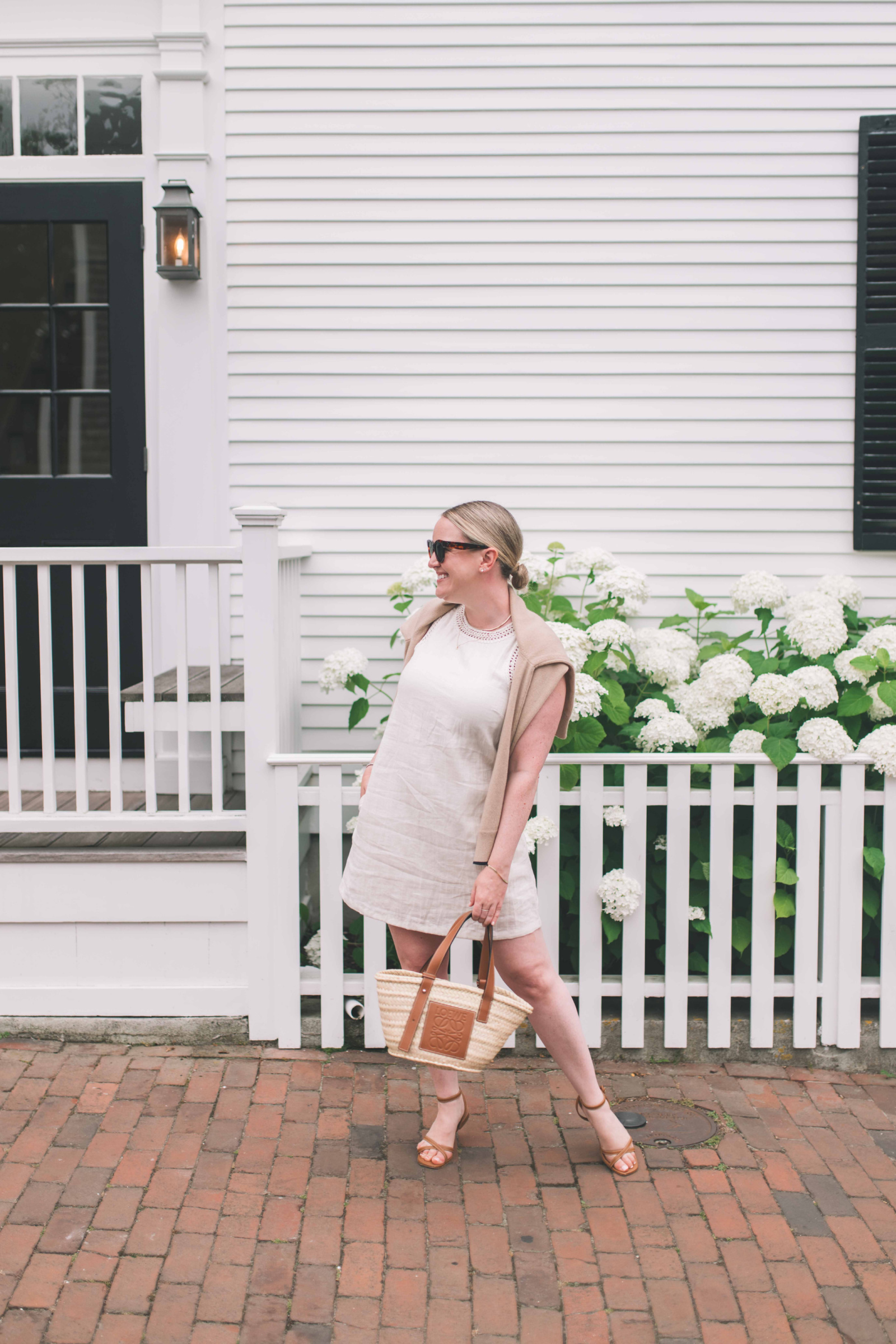 Wit Whimsy shares sandal styles worth buying - in photo: woman wearing Linen Dress on Nantucket and The Flat Ankle Wrap Sandal Wit Whimsy shares sandal styles worth buying - in photo: woman wearing Linen Dress on Nantucket and The Flat Ankle Wrap Sandal