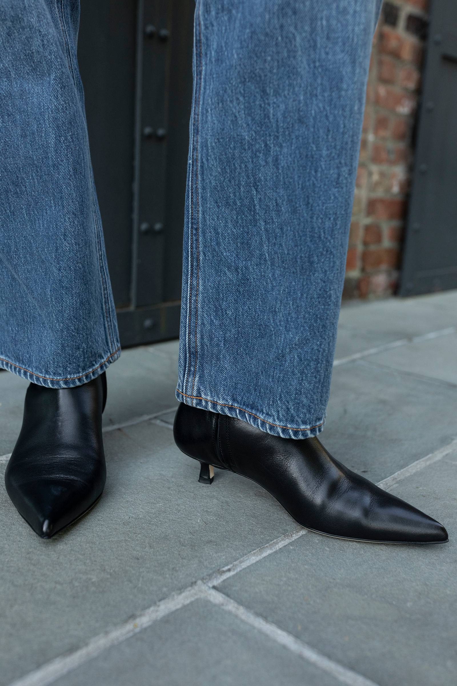 Aeyde Sofie Nappa Leather Black Kitten Heel Ankle Boots